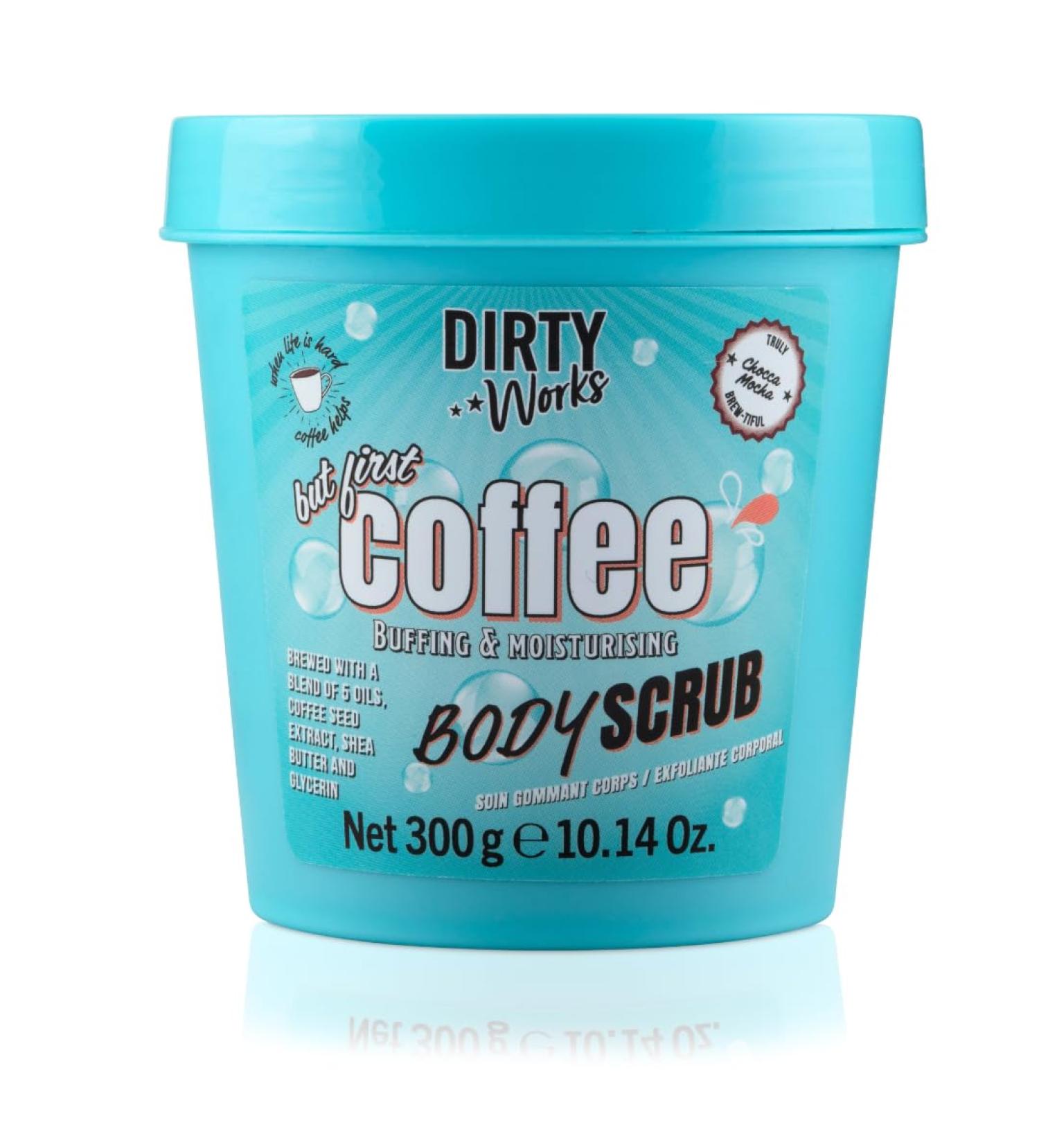 Dirty Works But First Coffee Body Scrub 300g - Exfoliating Moisturising Caffeine-Infused Smooth Skin Revitalising Natural Ingredients - Buy Online on GoSupps.com