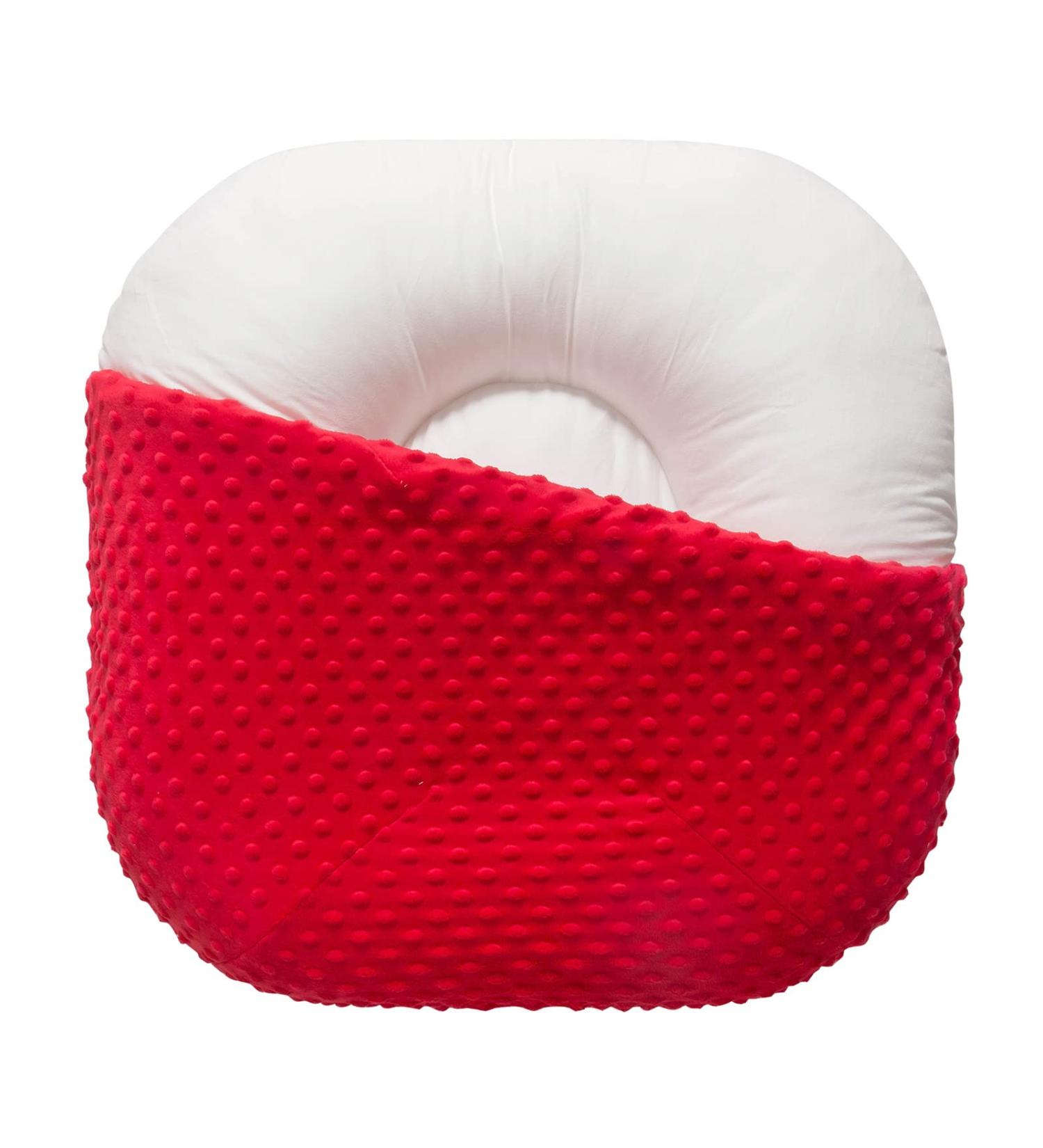 Newborn Baby Lounger with Premium Minky Baby Lounger Cover, 25 x 25 x 9/6 inches Infant Padded Lounger Infant Floor Seat Newborn Essentials Safe for Babies (Tomato)