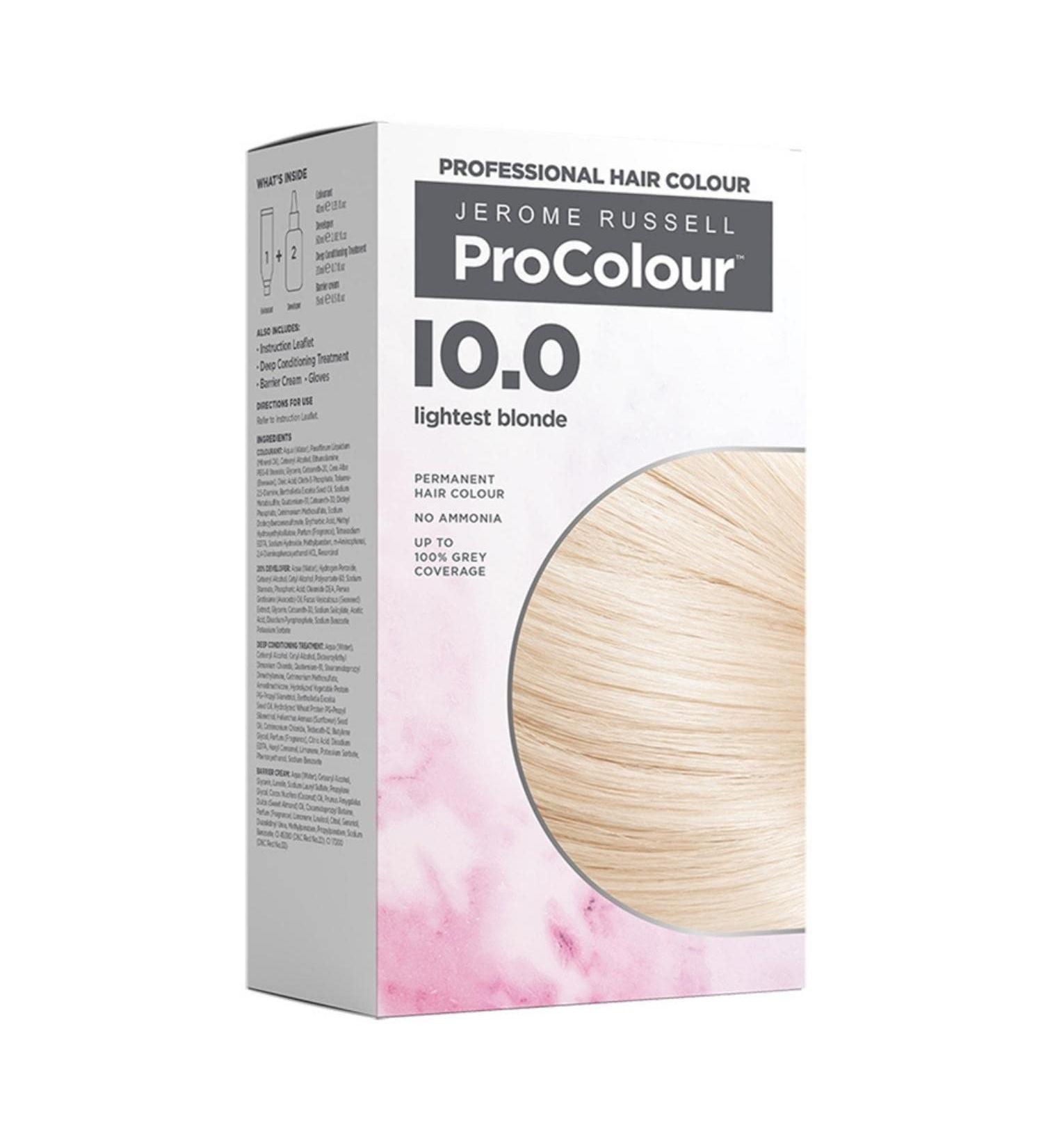 Jerome Russell ProColour Lightest Blonde 10.0 Permanent Hair Colour Ammonia Free Hair Dye for Full Grey Coverage Shine & Colour Retention with Brazil Nut Oil - Buy Online on GoSupps.com