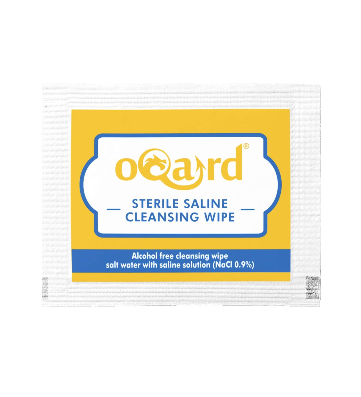 Oqard First Aid Sterile Saline Wet Wipes - Alcohol Free for Wound Cleansing & Cleaning (20)