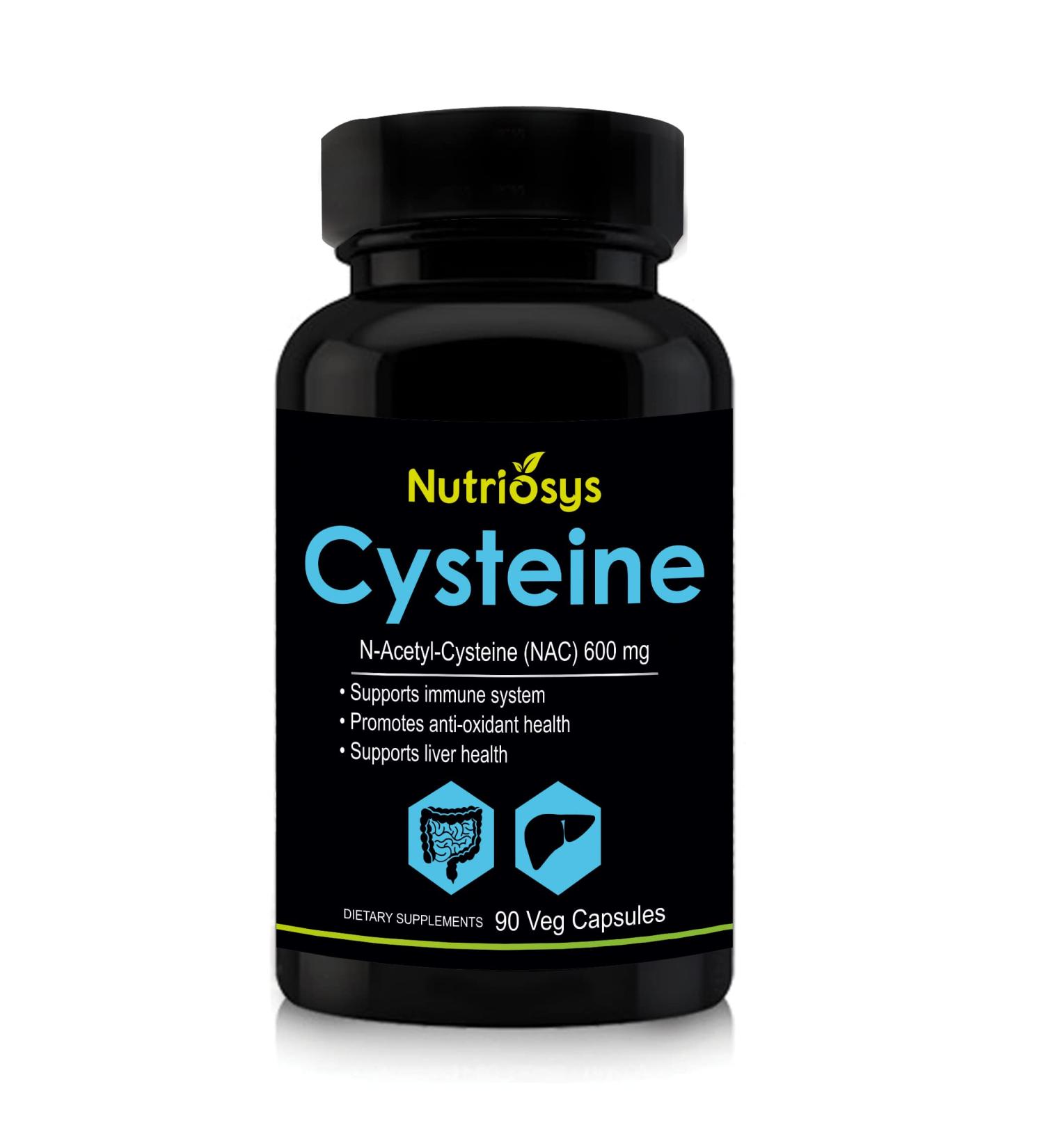 Cysteine 600mg - Immune Support - 90 Vegan Capsules | International Shipping Available - Buy Online on GoSupps.com