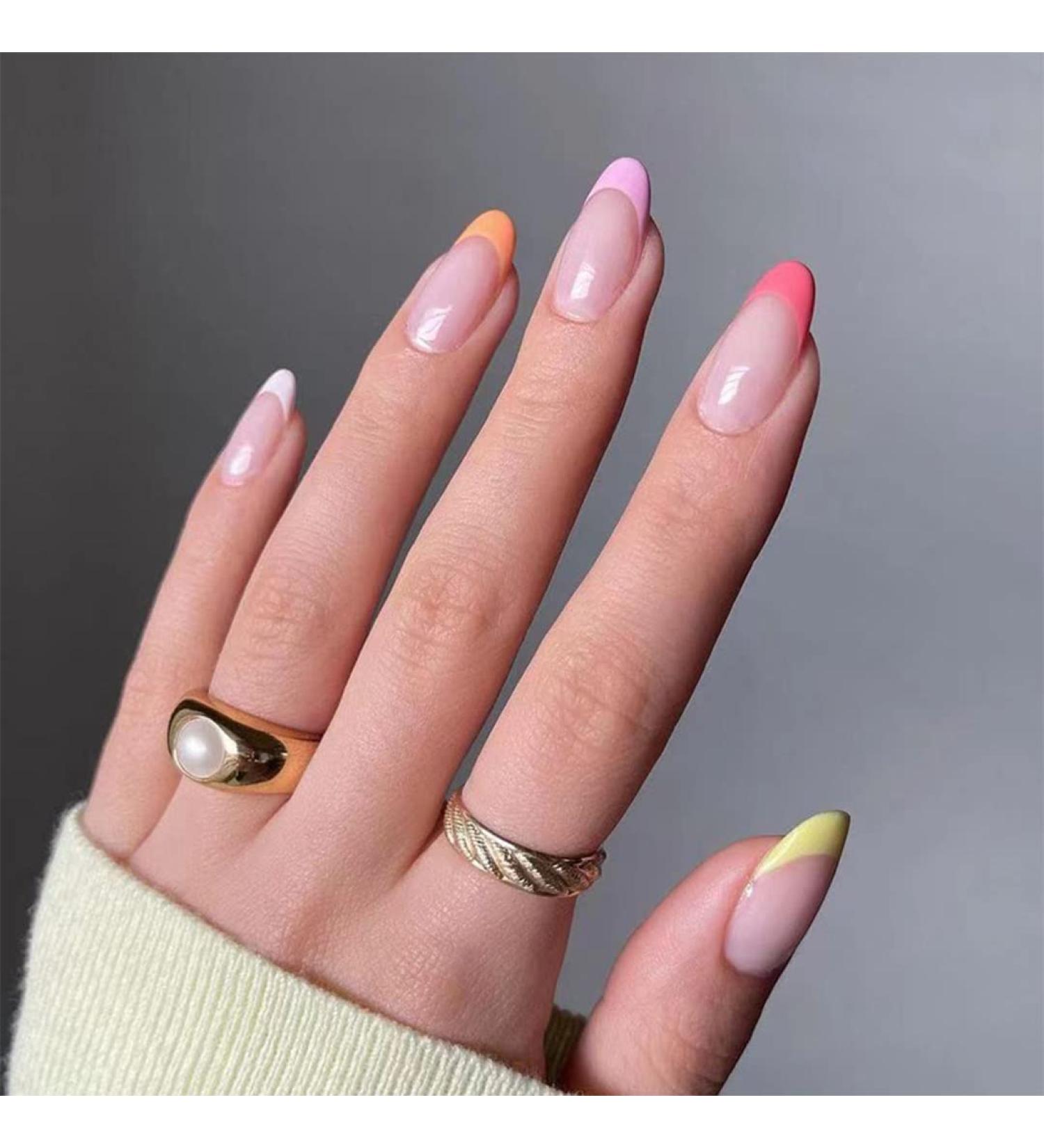 Sethexy Snake Line False Nails - 24 Stunning Abstract Oval Acrylic Nail Tips in Pink for Women & Girls - Easy Press-On Fingernails - Buy Online on GoSupps.com