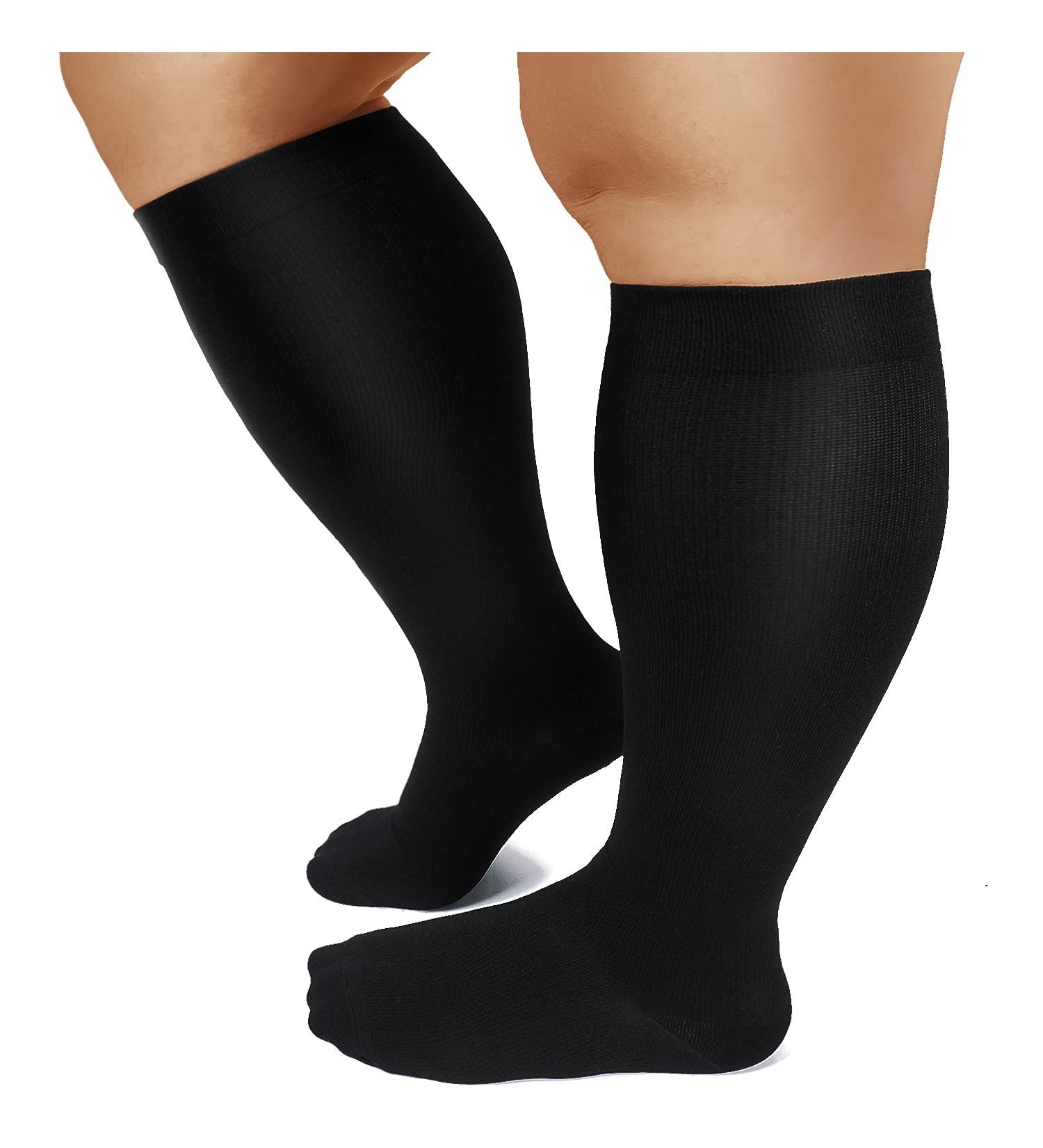 DHSO Oversize Compression Stockings for Men & Women - 20 30 mmHg Knee-High Black XXL for Wide Calves Improve Blood Circulation & Recovery Support - Buy Online on GoSupps.com
