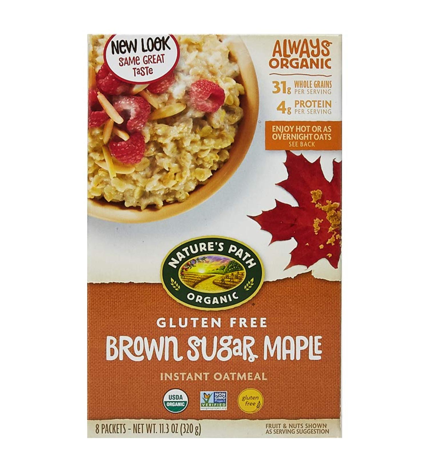 Nature's Path Organic Gluten Free Brown Sugar Maple Instant Oatmeal - 8 Packets | Non-GMO, 31g Whole Grains, 4g Plant Based Protein - 11.3 oz - Buy Online on GoSupps.com