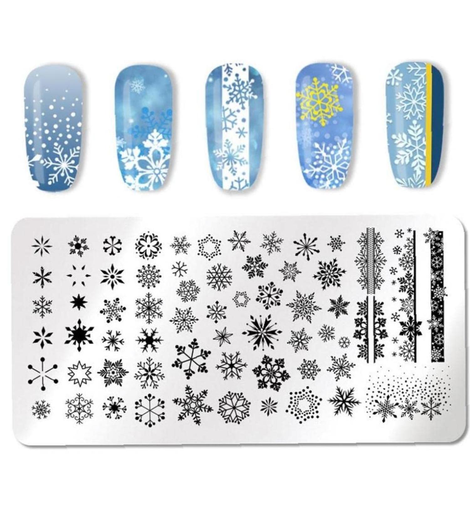 Snowflake Flowers Nail Stamping Plates - Boy & Girl Face Image Stencils for Unique Nail Art - Buy Online on GoSupps.com
