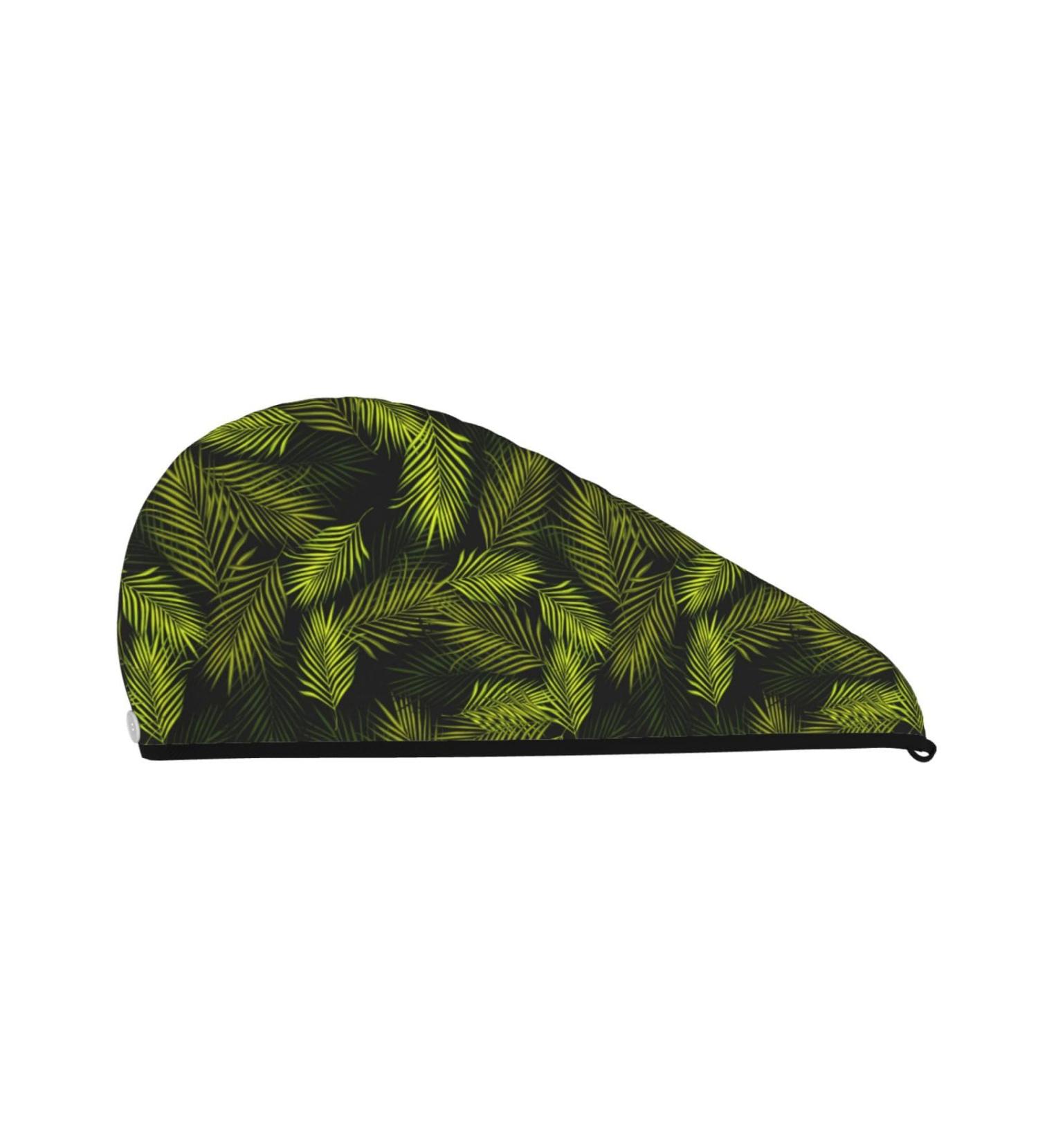 Hair Towel Wrap - Quick Drying Towel Turban with Button | Tropical Palm Leaves Design - Buy Online on GoSupps.com