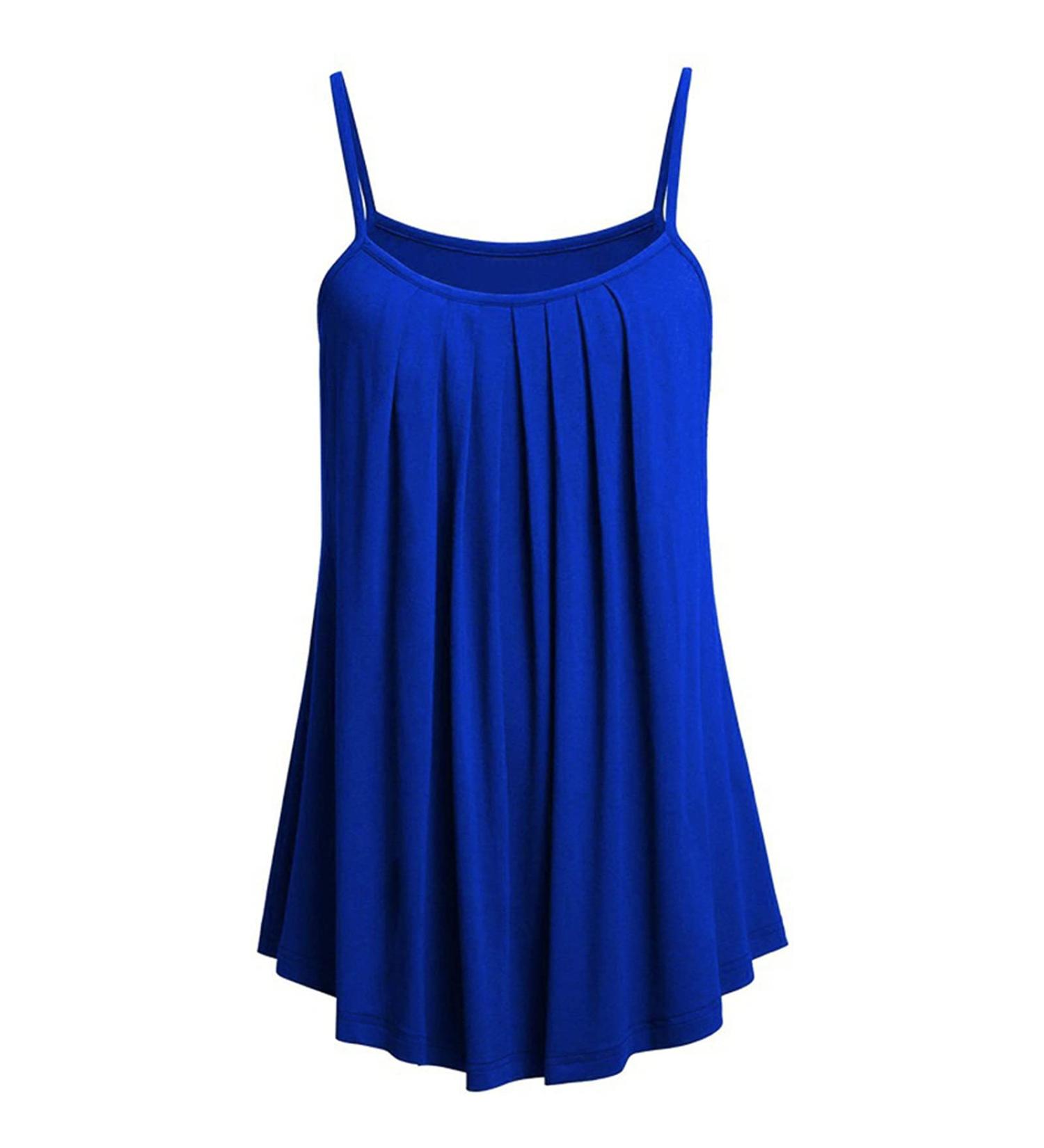 Womens Tank Tops Summer Tee Shirts Sleeveless Square Neck Casual Outfits 2024 Loose Fit Ruffle Vest Tunic Blouses 1911-eumxw-3-blue XXL - Buy Online on GoSupps.com