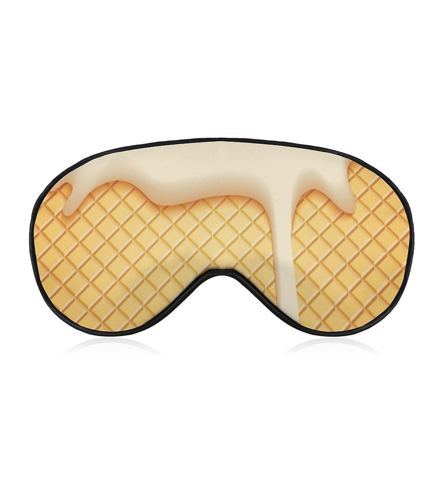 Soft Blackout Eye Mask for Sleeping - Adjustable Straps & Yellow Ice Cream Waffle Design - Perfect for Women & Travel - Buy Online on GoSupps.com