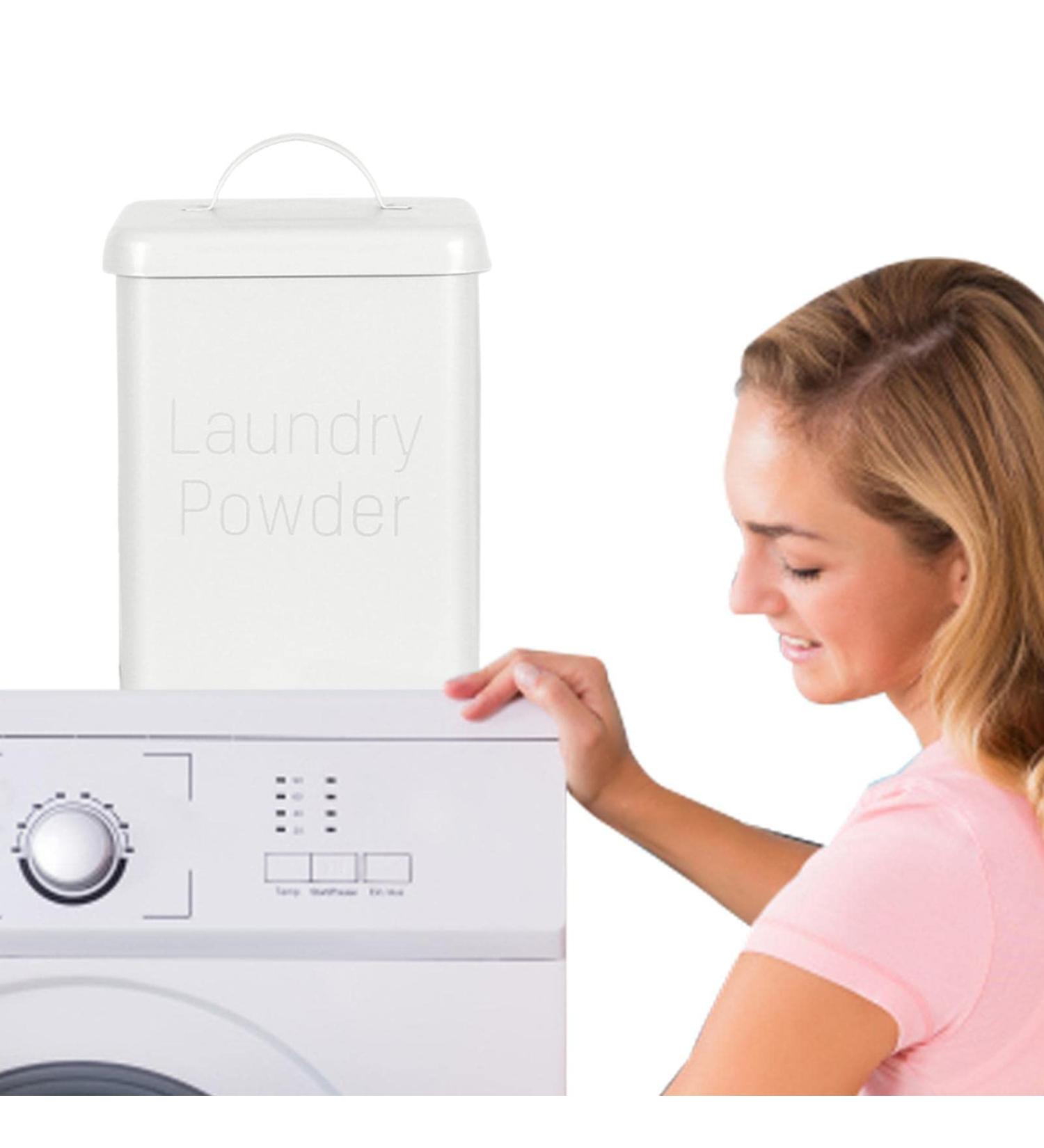 Liquid Laundry Detergent Holder - 3L Fabric Softener Dispenser with Spoon | Laundry Powder and Liquid Detergent Dispenser Large Capacity for Laundry Room Organization Haoying Beige - Buy Online on GoSupps.com