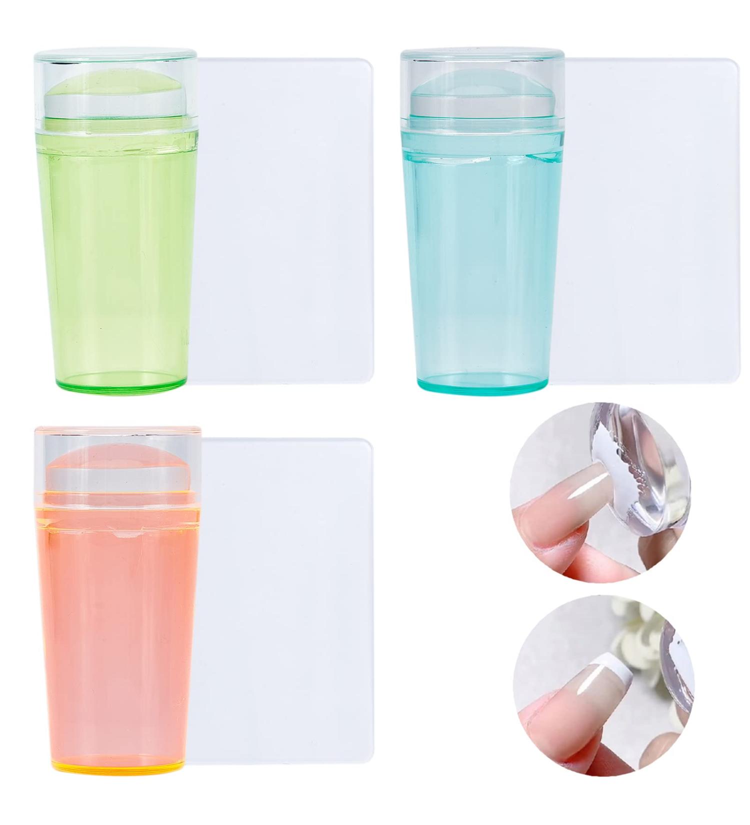 Niceneeded 6Pcs Bunte Nail Art Stamper Set - 3 Nail Stampers & 3 Schaber Heads for French Smile Line - Perfect Nail Art Stamping Tools - Buy Online on GoSupps.com