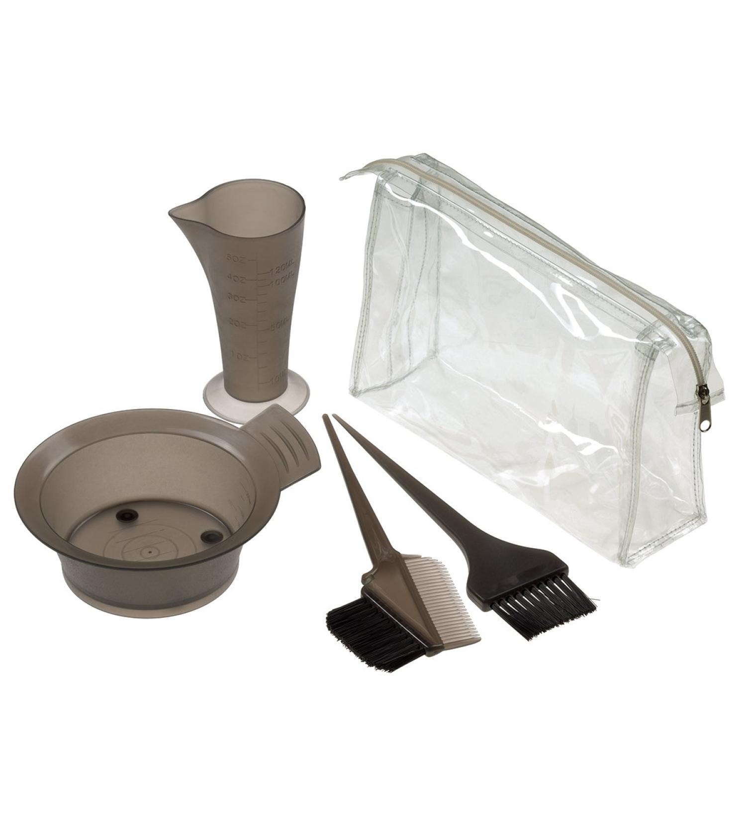 Comair 5-Piece Professional Colouring Bowl Measuring Cup Brush Black