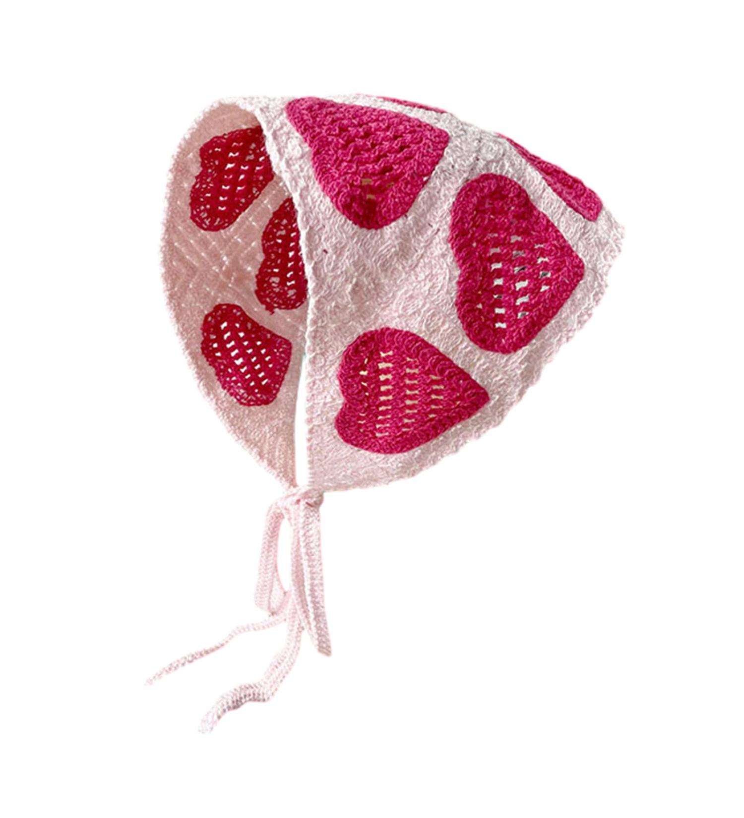 amangul Heart Knitted Headband for Women Stretch Turban Floral Crocheted Heart Ethnic Style Tie Head Wrap Headband(Rose Red Heart) - Buy Online on GoSupps.com