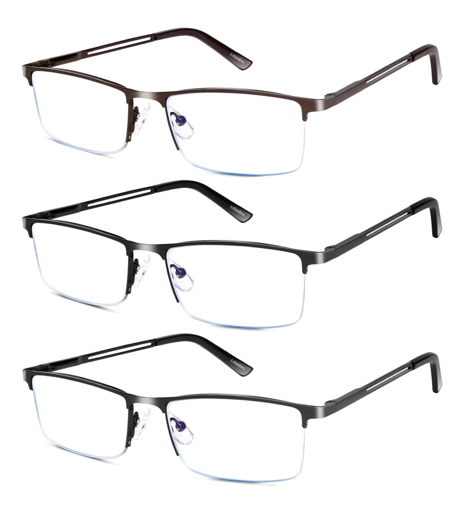 Men's Blue Light Blocking Metal Readers 3 Pack - Gun/Black/Brown 1.0x - Buy Online on GoSupps.com
