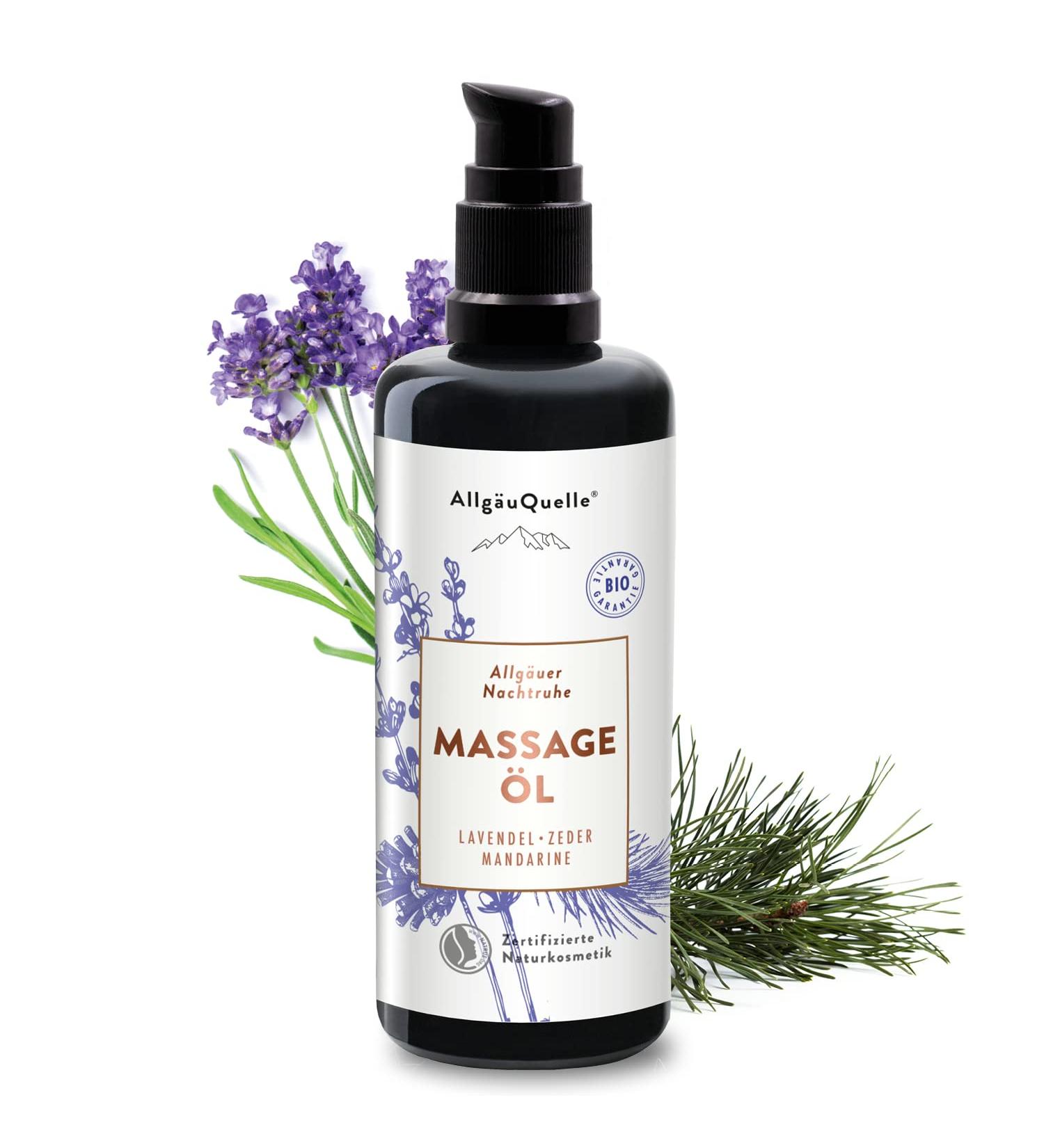 Allg gequelle Bio Massage Oil - Allg u Night Rest | 100% Natural Essential Oils | Lavender Cedar Mandarin | Body Care with Sesame Jojoba Avocado Shea - 100ml - Buy Online on GoSupps.com