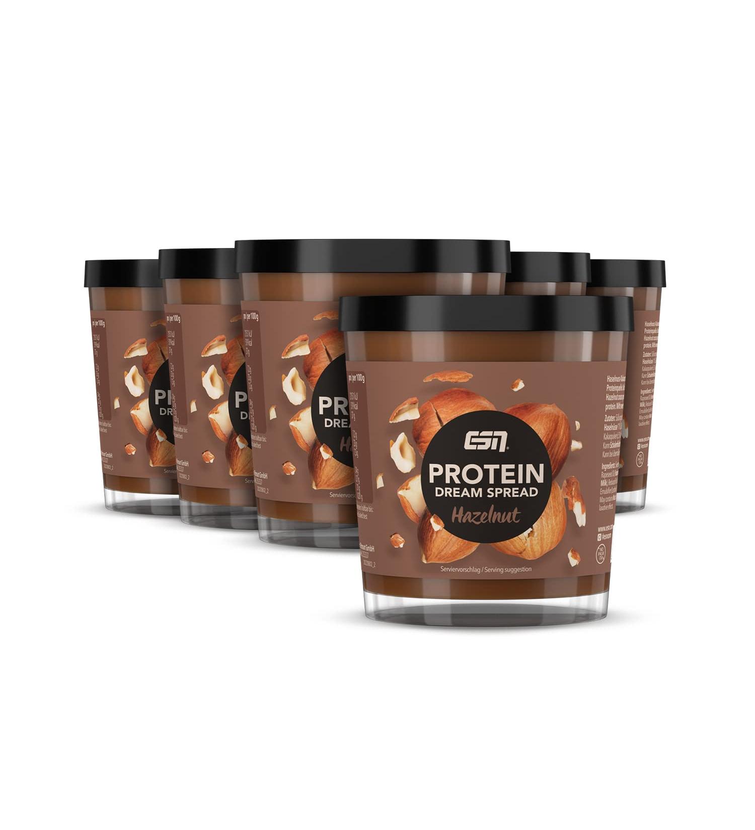ESN Protein Dream Cream Tray - Hazelnut 6x200g | Creamy Palm Oil-Free 21g Protein per 100g | Tested Quality Made in Germany - Buy Online on GoSupps.com