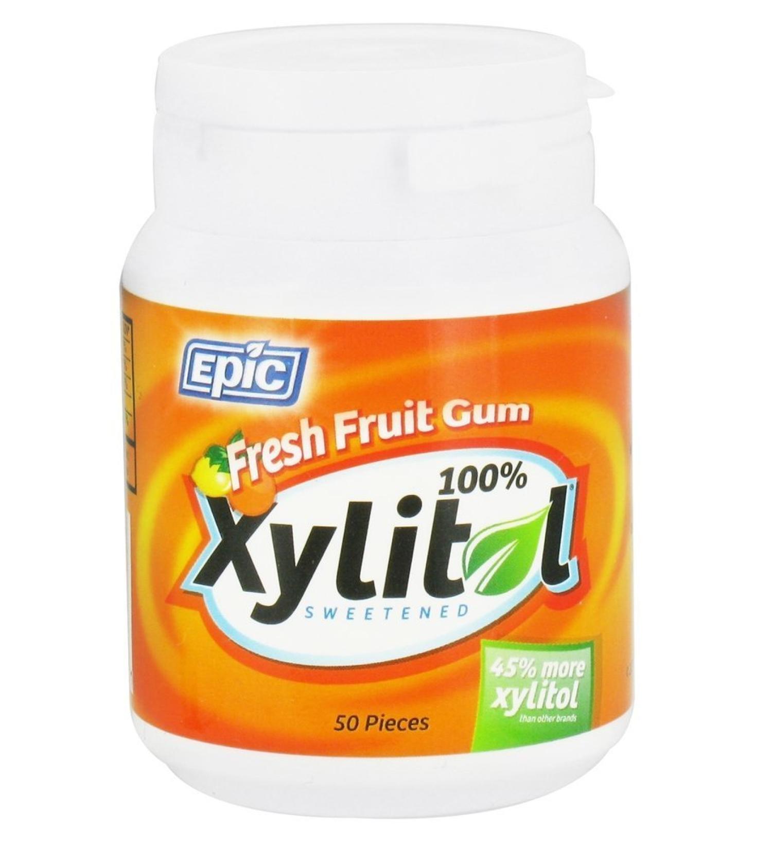 Epic Dental Xylitol Gum - Sugar-Free Fresh Fruit Flavor (50 Pieces) | Healthy Teeth & Fresh Breath - Buy Online on GoSupps.com