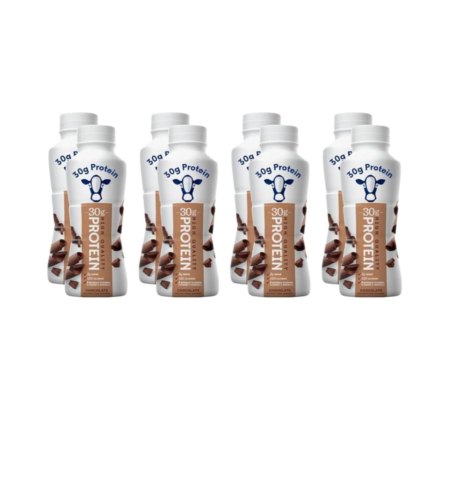 High Protein Chocolate Nutrition Shake 30g Protein per Bottle | 8 Pack (11.5 Fl Oz) | Only 2g Sugar & 150 Calories | Enriched with 8 Naturally Occurring Vitamins & Minerals | Low Carb Recovery & Meal Replacement Drink - Buy Online on GoSupps.com