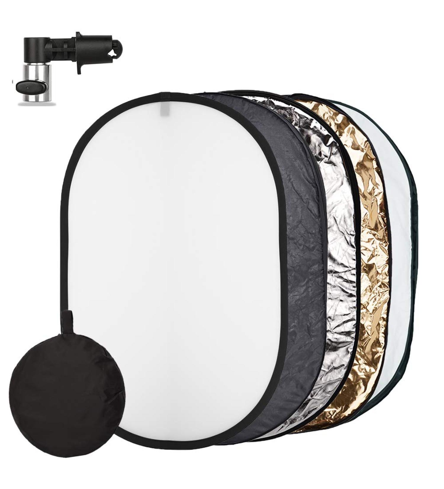 Photo Light Reflector 24x36 Inches 5-in-1 Diffuser Kit with Holder Clips - Translucent, Silver, Gold, White, Black - for Studio & Outdoor Photography - Buy Online on GoSupps.com