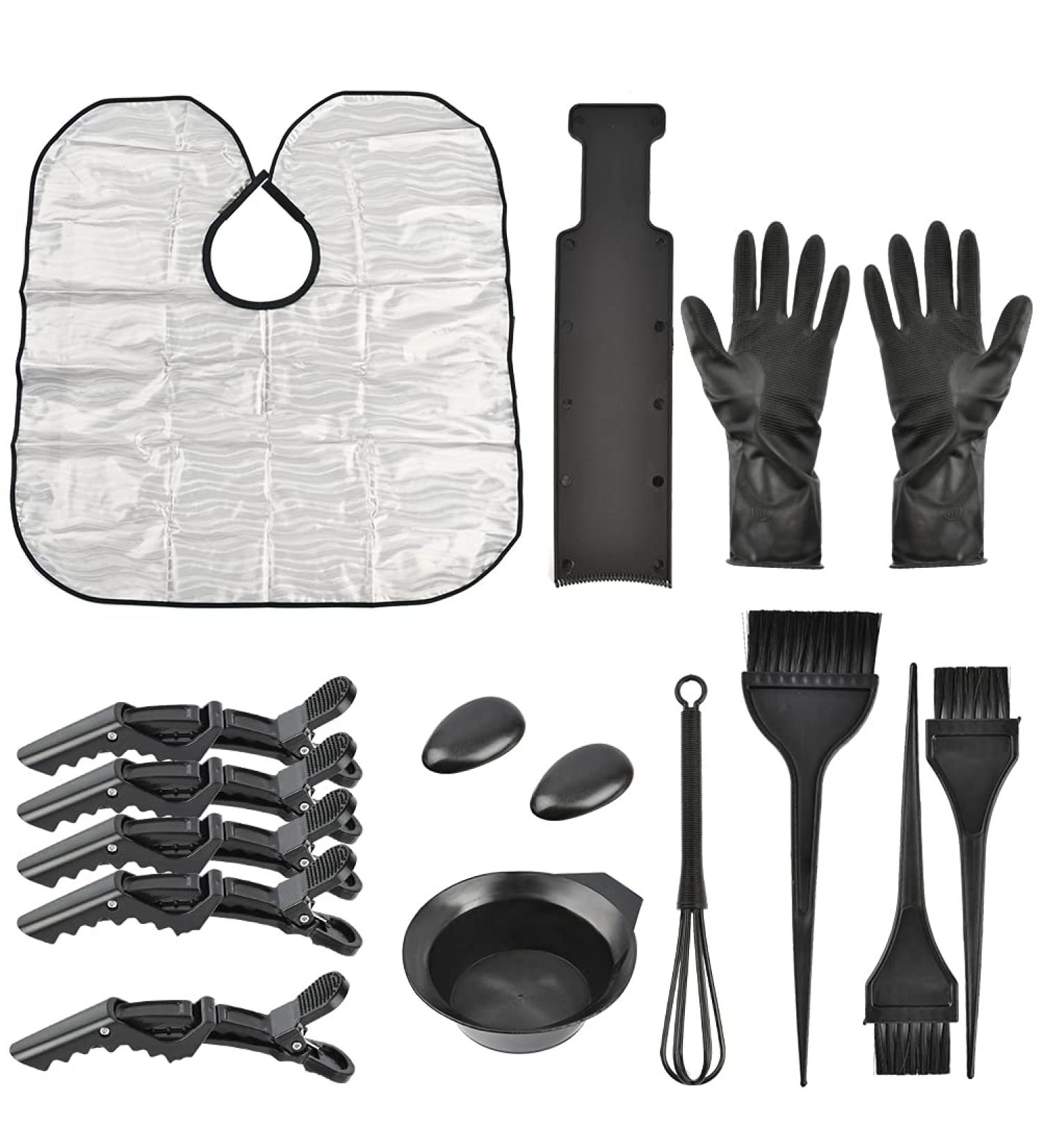 16 PCs Hair Dye Brush Set - DIY Hair Coloring Kit with Gloves Medium Bowl & Ear Protection - Perfect for Home & Salon Use - Buy Online on GoSupps.com