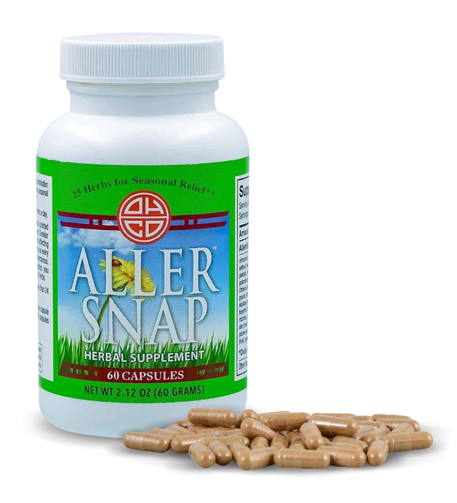 OHCO Aller Snap - Chinese Herbal Supplement with 25 Herbs for Seasonal Allergy Symptoms Irritation - Non-Drowsy Non-Stimulating Fast-Acting Natural Allergy Medication - 60 Capsules
