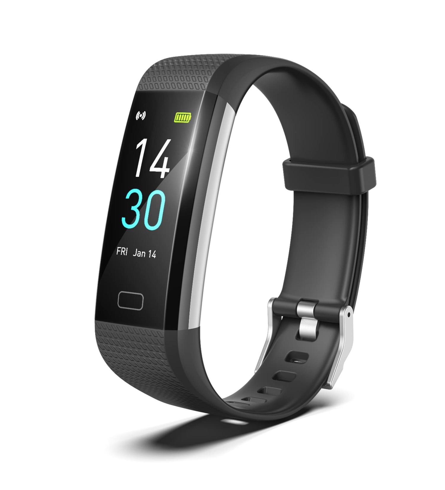 Waterproof Fitness Tracker with Activity & Sleep Monitor - Black Smart Watch for Android & iOS - Buy Online on GoSupps.com