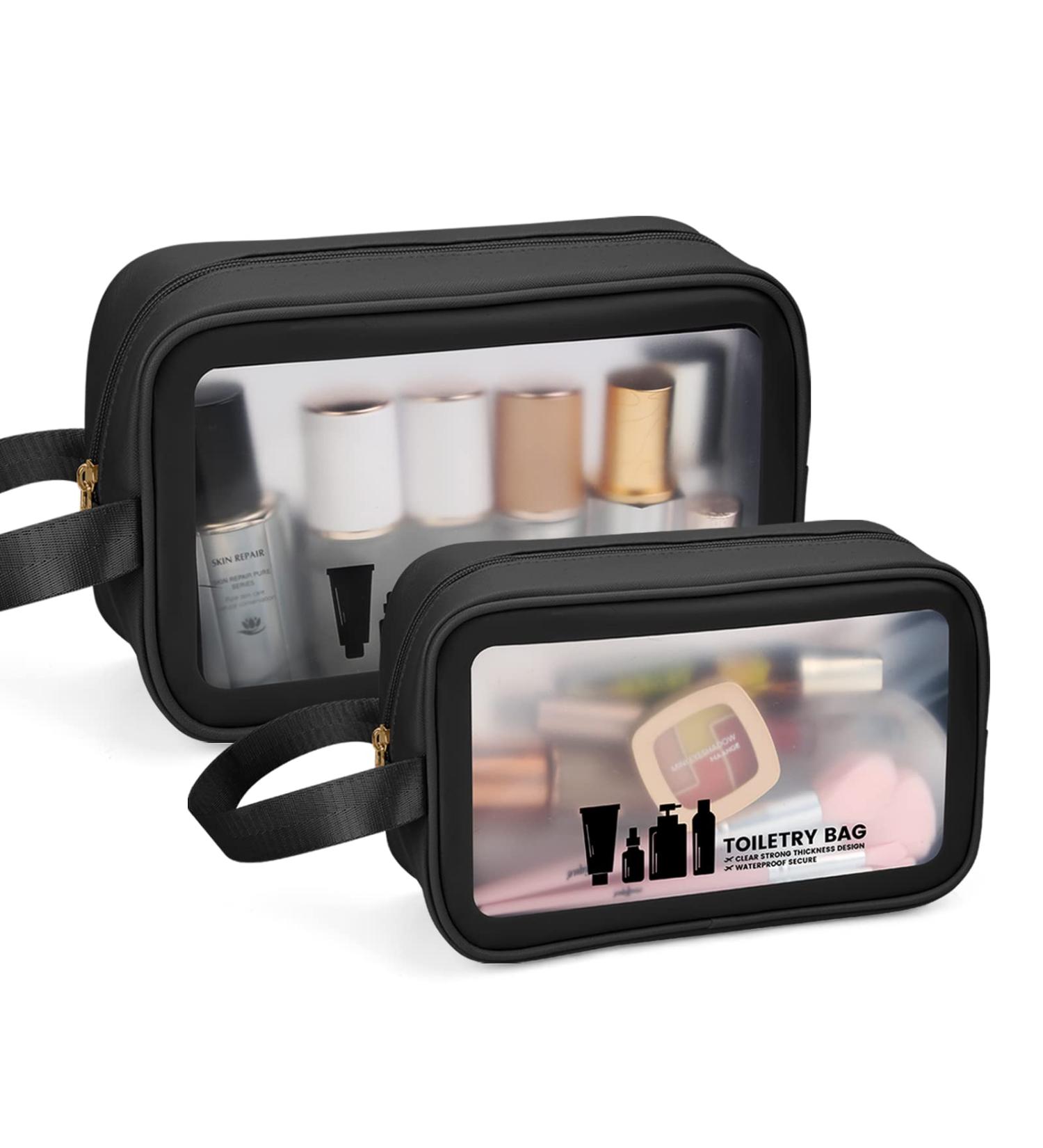 MAANGE Translucent Waterproof Toiletry Bag Set for Women and Men - 2 PC Makeup Organizer for Travel - Medium + Small Sizes - Buy Online on GoSupps.com