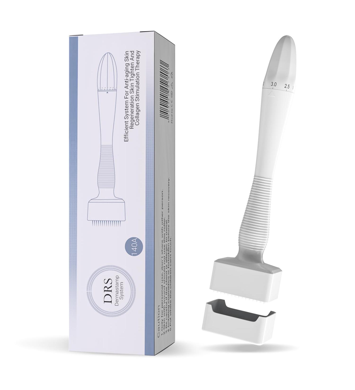 Derma Stamp 140 Titanium Microneedling Stamp Adjustable dermastamp 0-3mm Derma Roller Microneedling Pen for Hair Growth Face Skin Care DRS140A - Buy Online on GoSupps.com