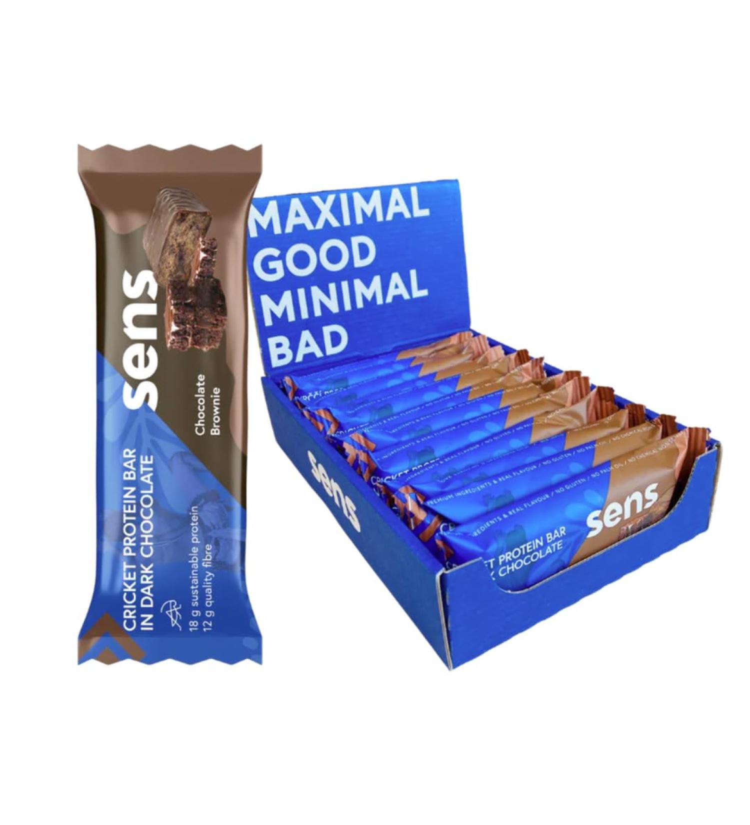  SENS SENS Protein Bar with BBQ Protein Sports Protein Bar High Protein Fitness Snack with Insect Protein Protein Bar for Athletes (Brownie 12x60g) - Buy Online on GoSupps.com
