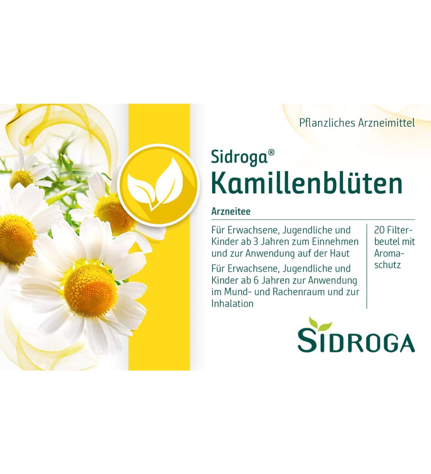 Sidroga Chamomile Flowers: Medicinal tea with chamomile flowers for gastrointestinal complaints 20 tea bags of 1.5 g each
