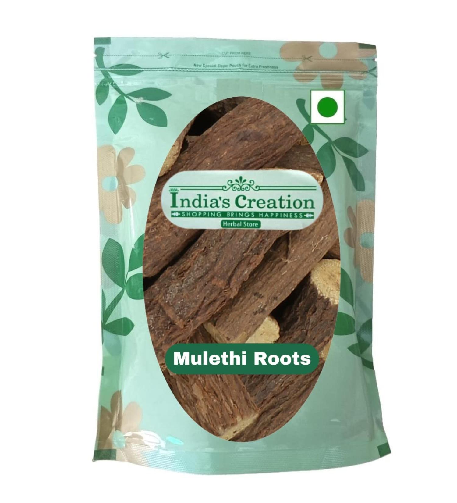 India's Creation Mulethi Root 100g - Licorice Root Glycyrrhiza Glabra - Raw Herbs Yashtimadhu - Mulhati Jethimadh - Aslussoos Jadi Booti - Single Herbs - Pack of 1 - Buy Online on GoSupps.com
