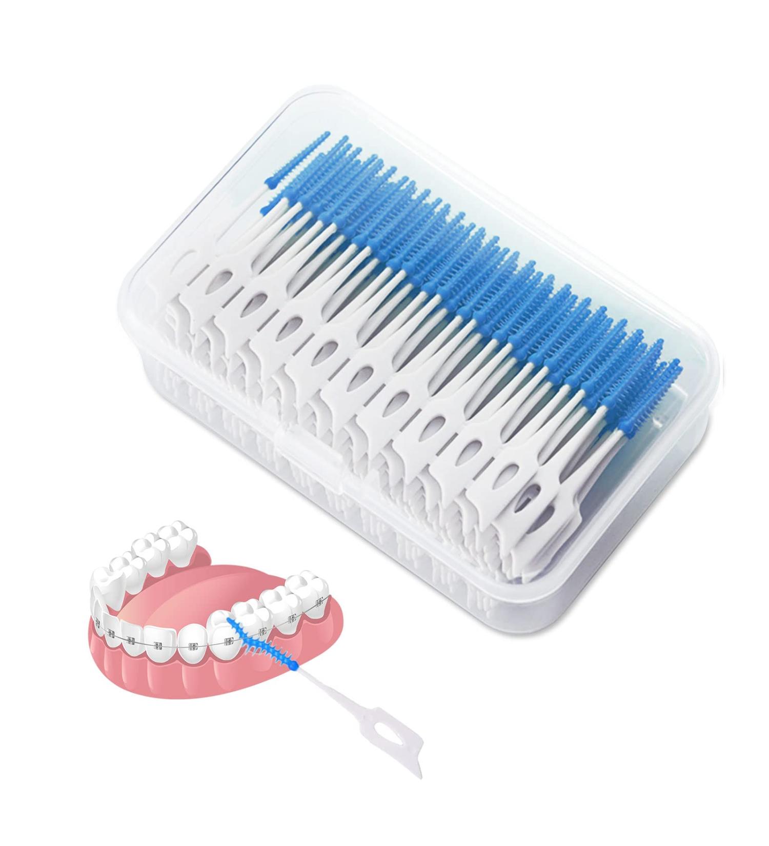 TSHAOUN 200 Interdental Brushes - Perfect for Tight Spaces | Portable Oral Care & Dental Floss Sticks (Blue) - Buy Online on GoSupps.com