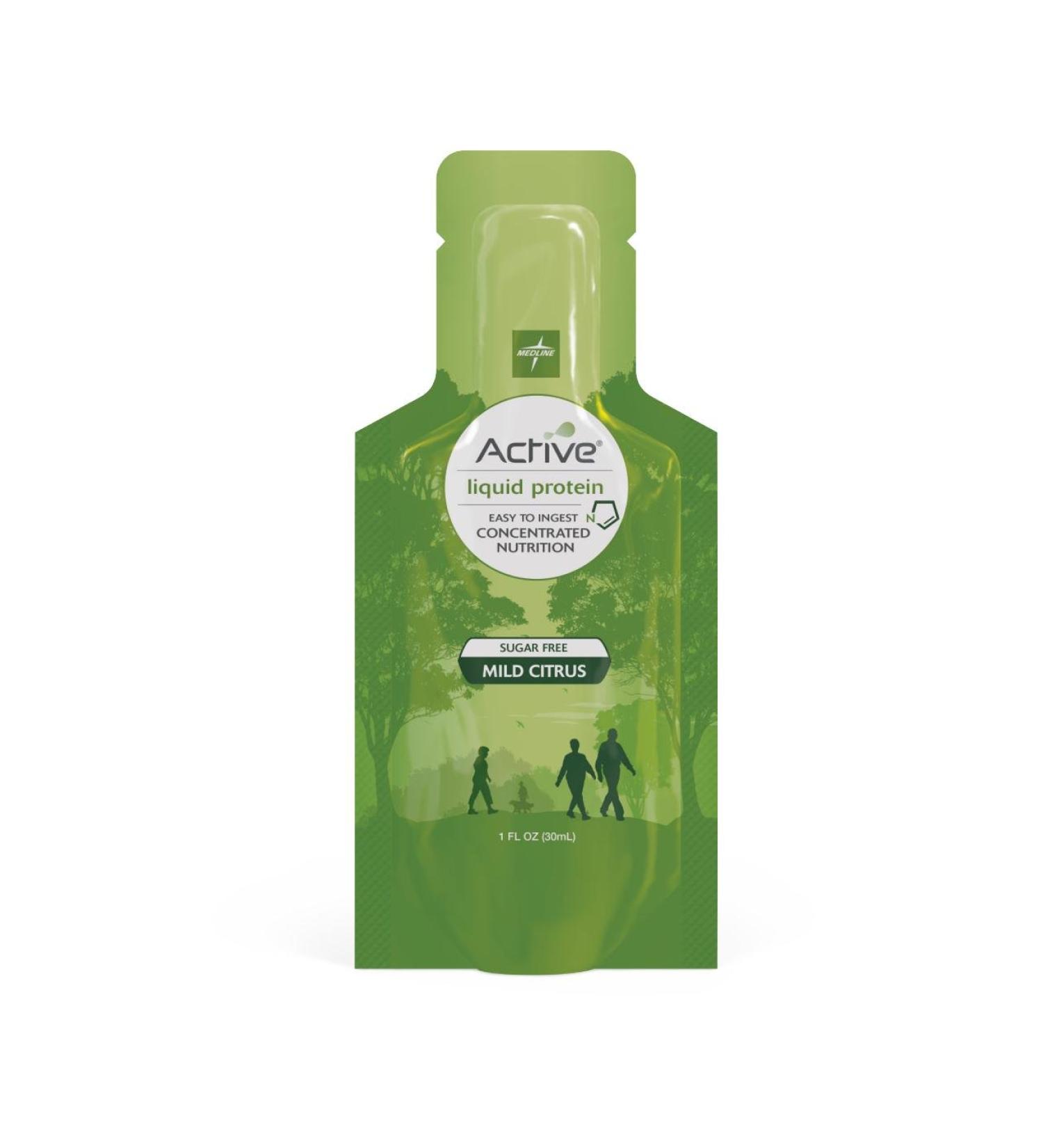 Medline ENT693SFUD Active Liquid Protein Sugar-Free Mild Citrus 16g of Protein 1 oz. Packet Pack of 100