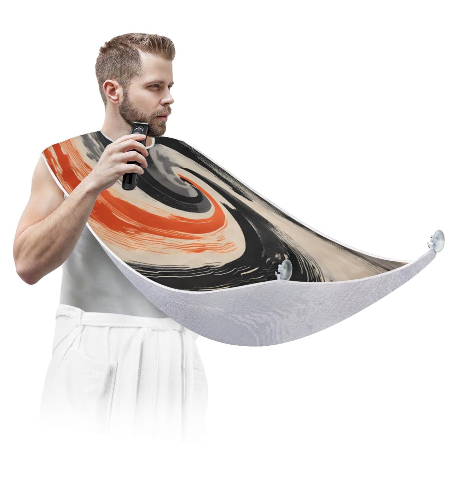 Buy Abstract Ink Beard Bib Apron - Perfect Beard Hair Catcher for Men | Ideal Gifts for Dad Husband - Shaving Accessories with 2 Suction Cups - Buy Online on GoSupps.com