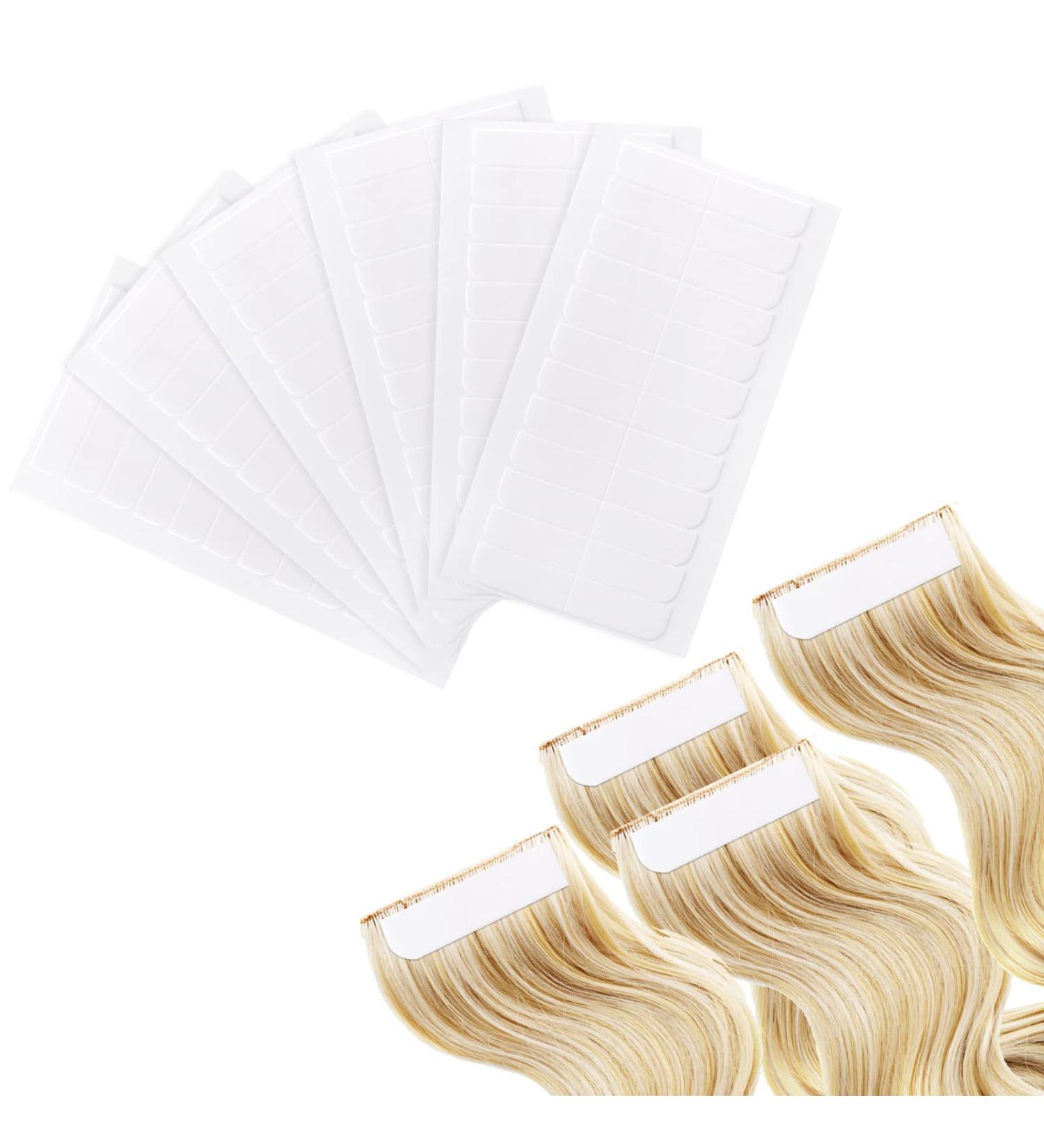Hair Extension Tape Tabs 144PCS - Double Sided Adhesive Tapes for Human Hair Weft - Waterproof Wig Tape (White) - Buy Online on GoSupps.com