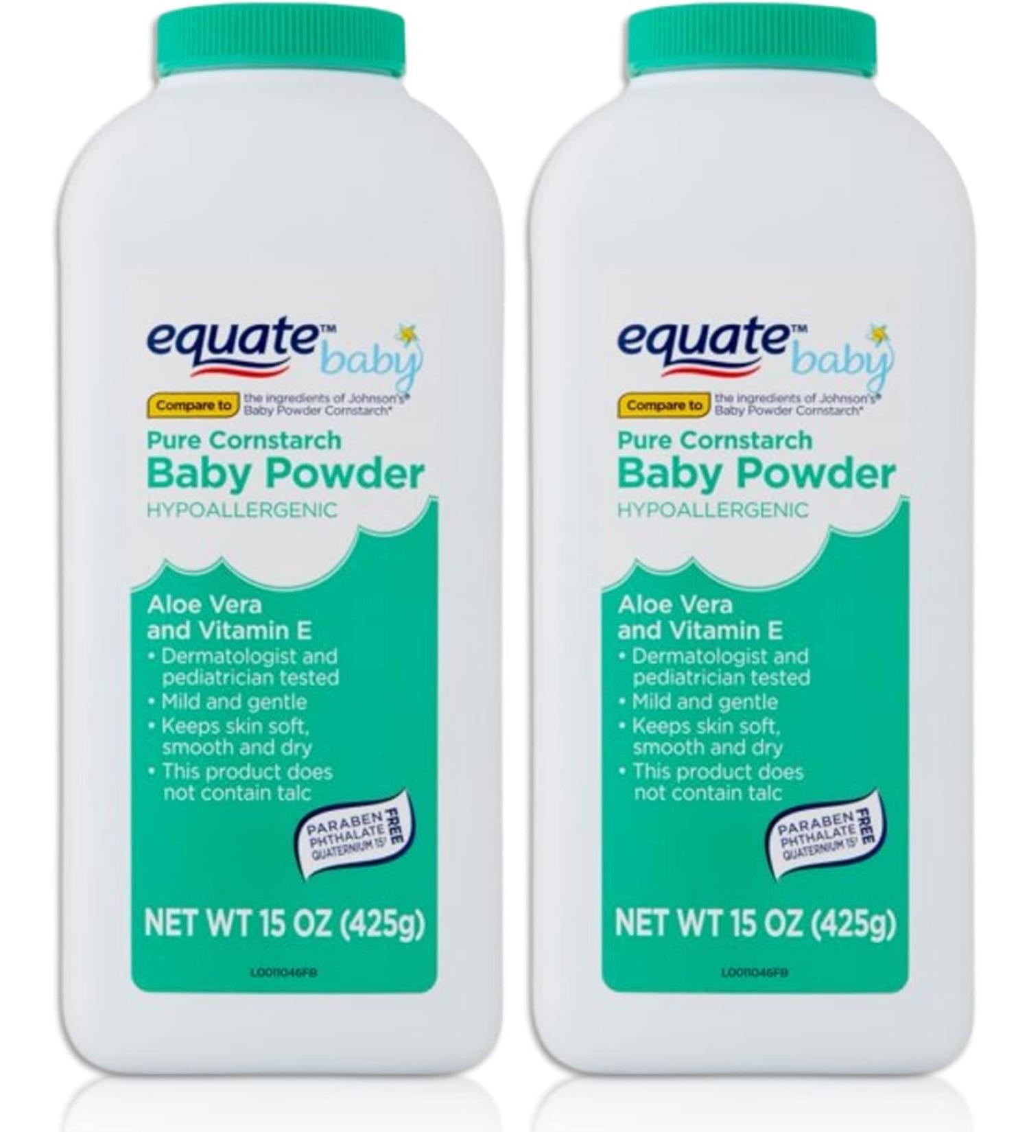 Pure Cornstarch Baby Powder with Aloe & Vitamin E - 15 oz (2 Pack) | International Shipping Available - Buy Online on GoSupps.com