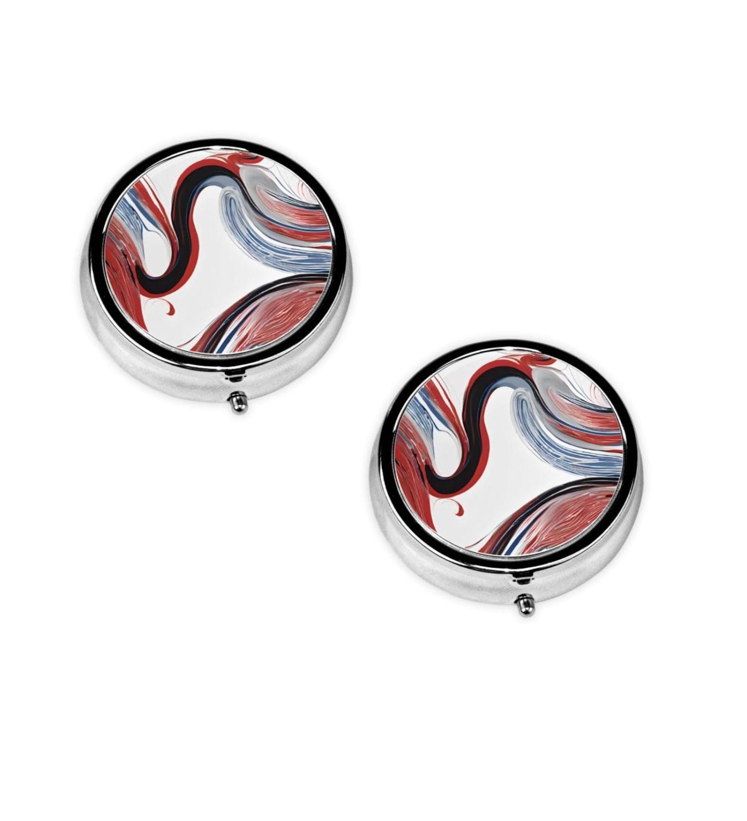 Marble Mixed Brown Round Pill Box - 3 Compartment Portable Travel Medicine Organizer | Decorative Pocket Purse Vitamin Holder - Buy Online on GoSupps.com