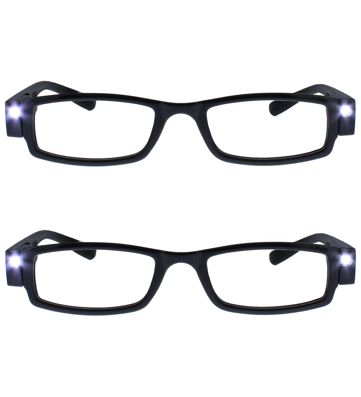 Buy 2 Pack Illuminated LED Night Time Reading Glasses - For Men & Women | The Reading Glasses Company | Black LL1-1 +2.50 - Buy Online on GoSupps.com