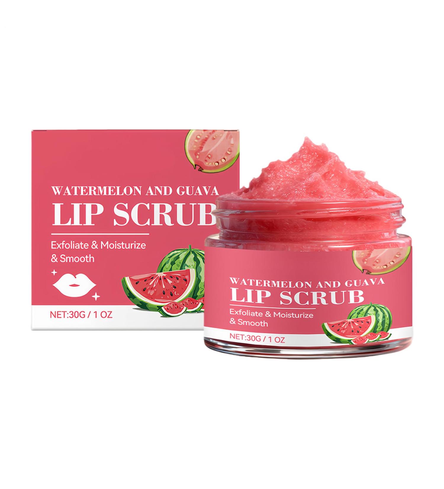 Lip Scrub - Peeling Balm 30g | Exfoliating Moisturizing and Brightening Treatment | Guava and Watermelon Scented Women's Daily Nighttime Home Travel Skin Softening Moisturizing Beautiful - Buy Online on GoSupps.com