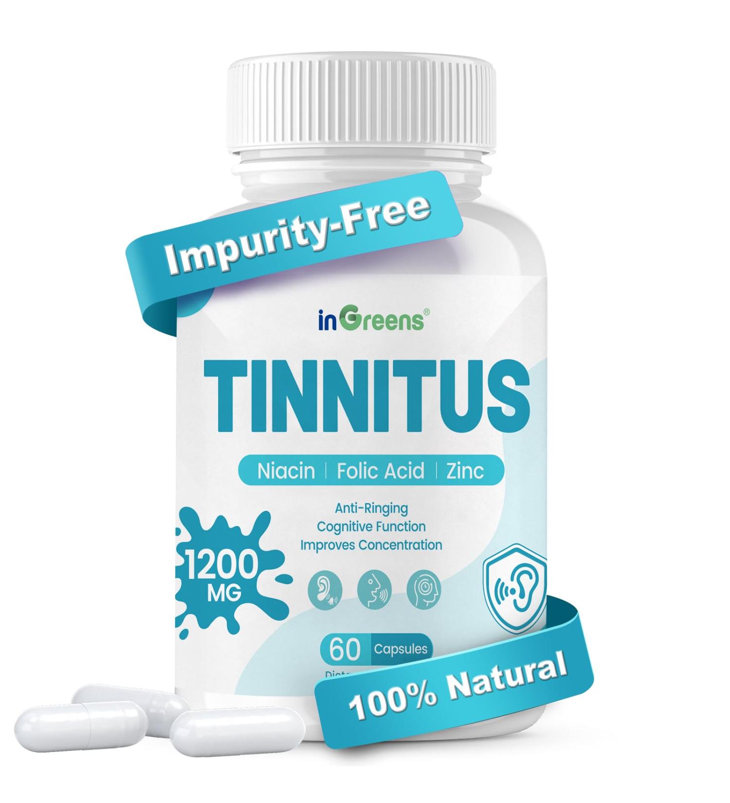 Tinnitus Relief for Ringing Ears Ginkgo Biloba and Various Other Herbs Ear Health Vitamins Supports Inner Ear Health Reduces Ringing Bottled in USA - 60 Capsules 60 Count (Pack of 1) - Buy Online on GoSupps.com