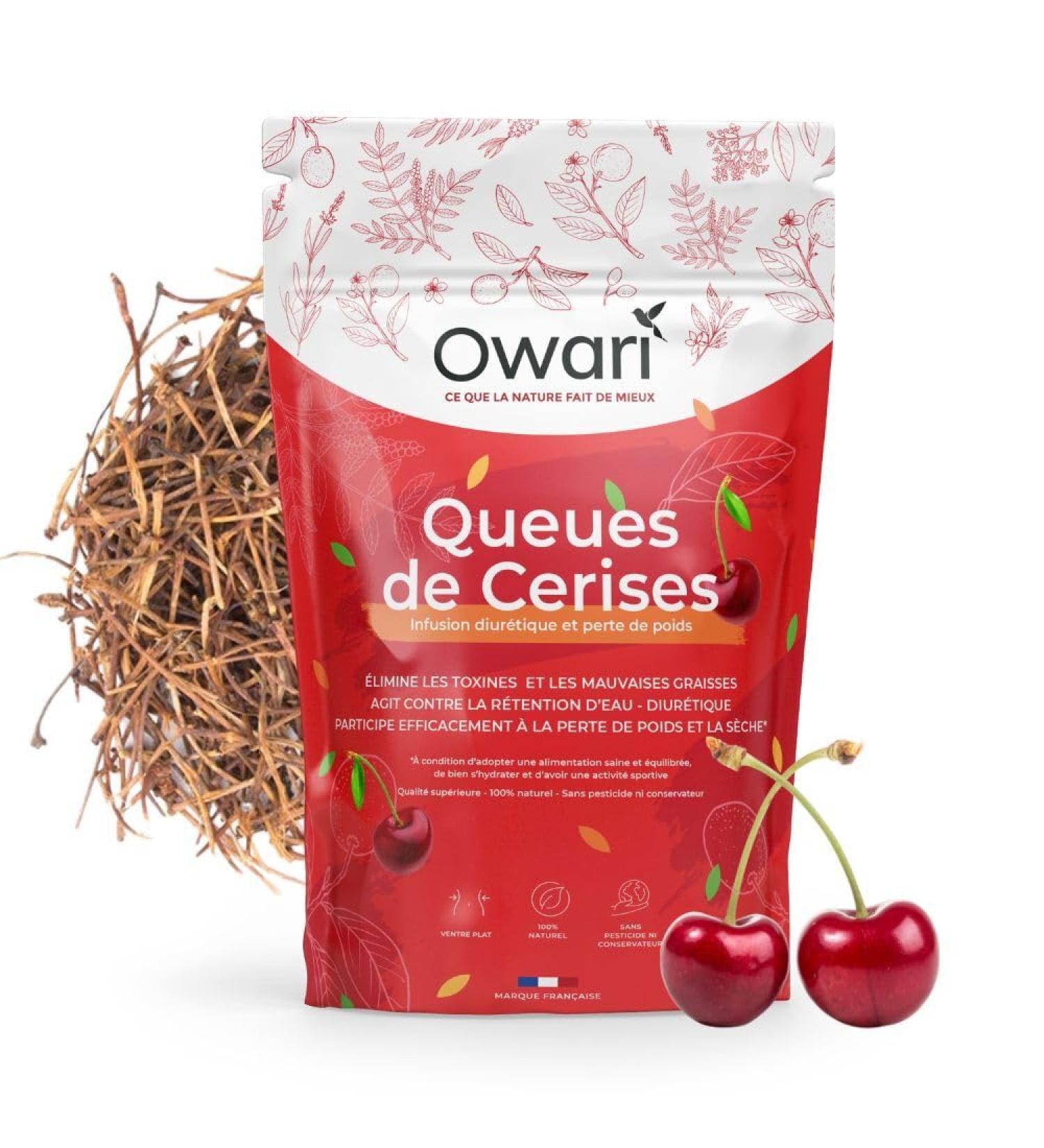  SLIMTEA OWARI CHERRY STEMS - Powerful Draining Herbal Tea - Loose Cherry Stem Infusion - Anti-Water Retention Herbal Tea - 100g - 100% Natural Ingredients - Herbal Tea Produced in France - Buy Online on GoSupps.com