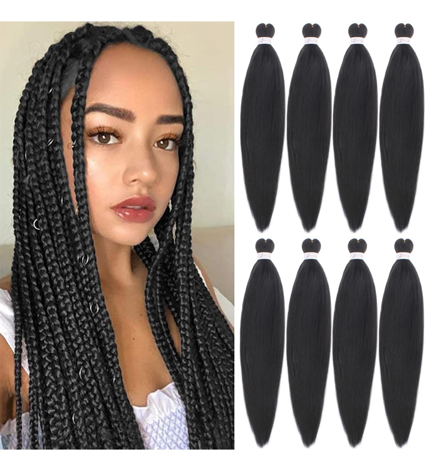 Leeven EZ Braids 8 Packs Pre Stretched Braiding Hair Natural Black Crochet EZ Braids Hot Water Setting Kanekalon Hair Fiber 26'' Yaki Texture Black Crochet Braiding Hair Extensions /26 Inch 2# 26 Inch (Pack of 8) 2# - Buy Online on GoSupps.com