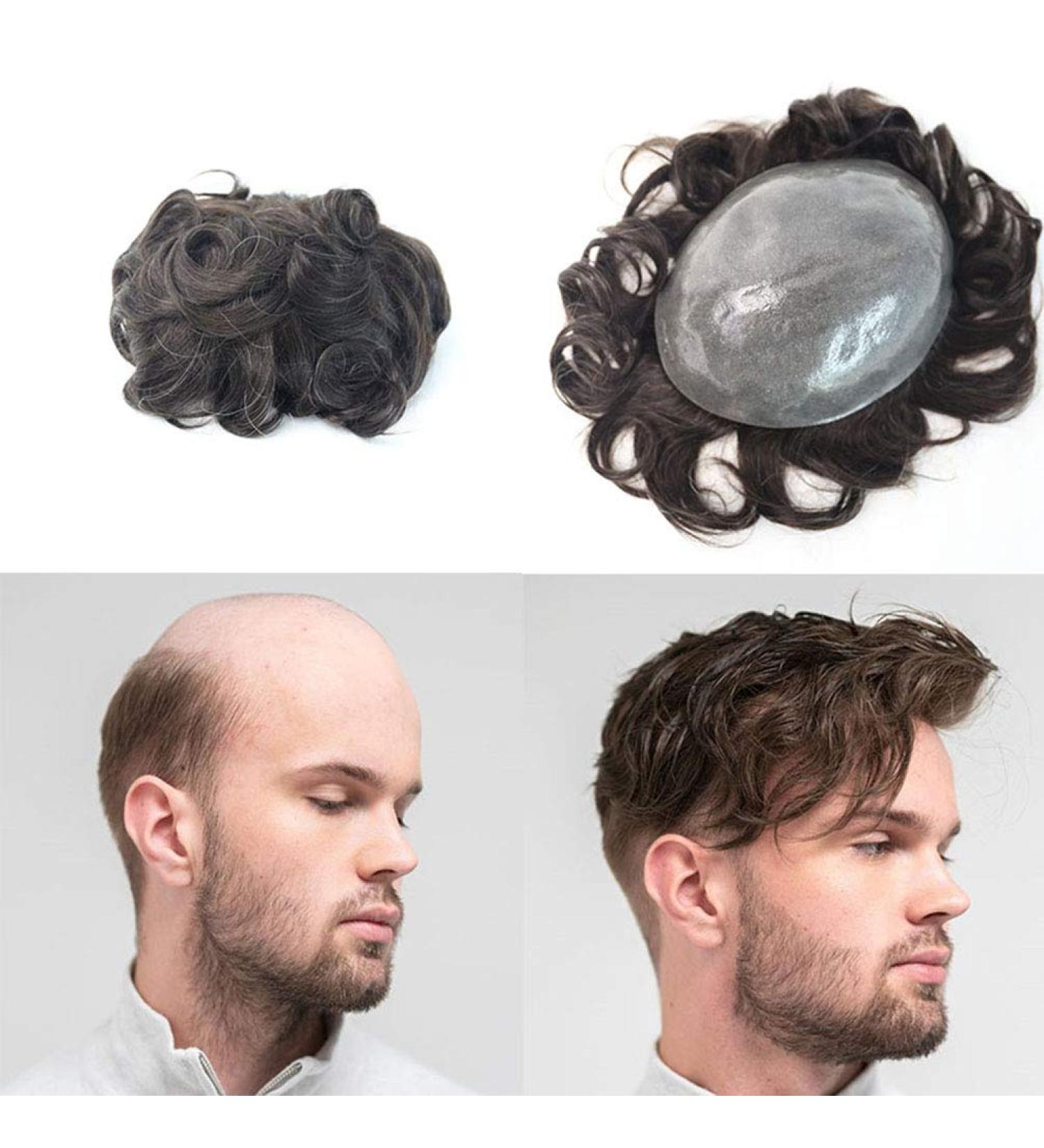 Durable Full-PU Wigs for Men | No Hair Loss Remy Hair Replacement System | Custom Size 8x10 #2 - Buy Online on GoSupps.com