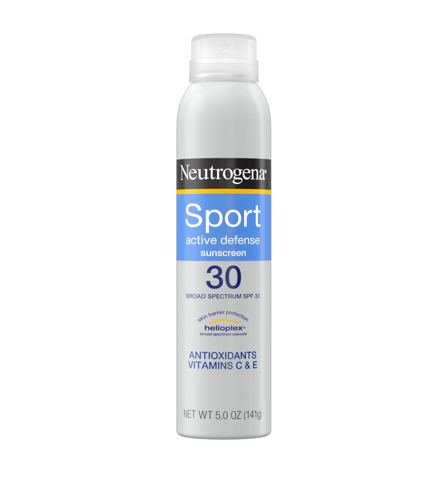 Neutrogena Sport Active Defense SPF 30 Sunscreen Spray - Sweat & Water Resistant Broad Spectrum UVA/UVB Protection Oxybenzone-Free 5 oz - Buy Internationally - Buy Online on GoSupps.com