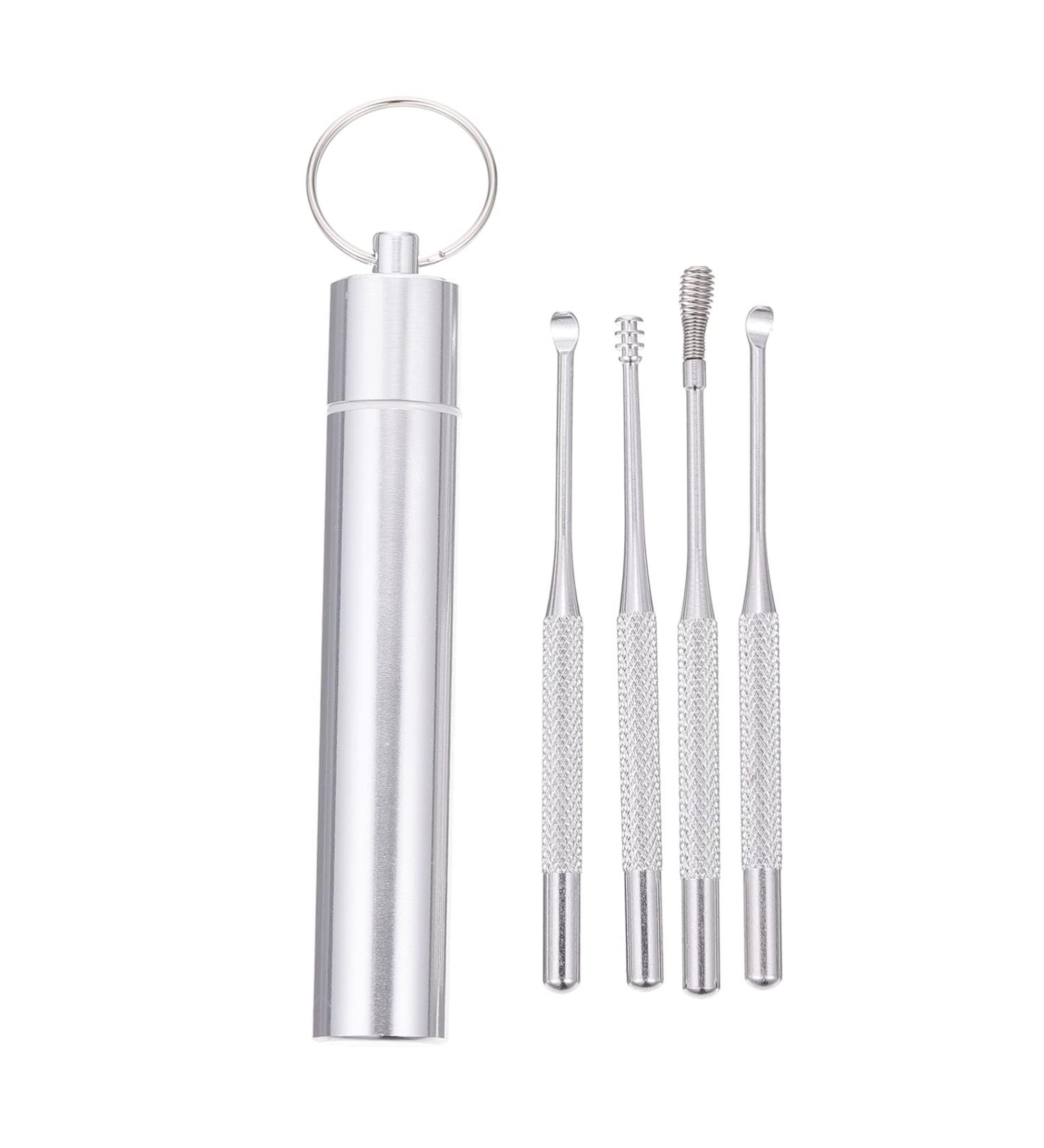 Stainless Steel Earwax Removal Kit for Kids and Adults - Ear Curette Tool Set for Safe and Efficient Ear Cleaning - Silver 9.5X1.8CM - Buy Online on GoSupps.com