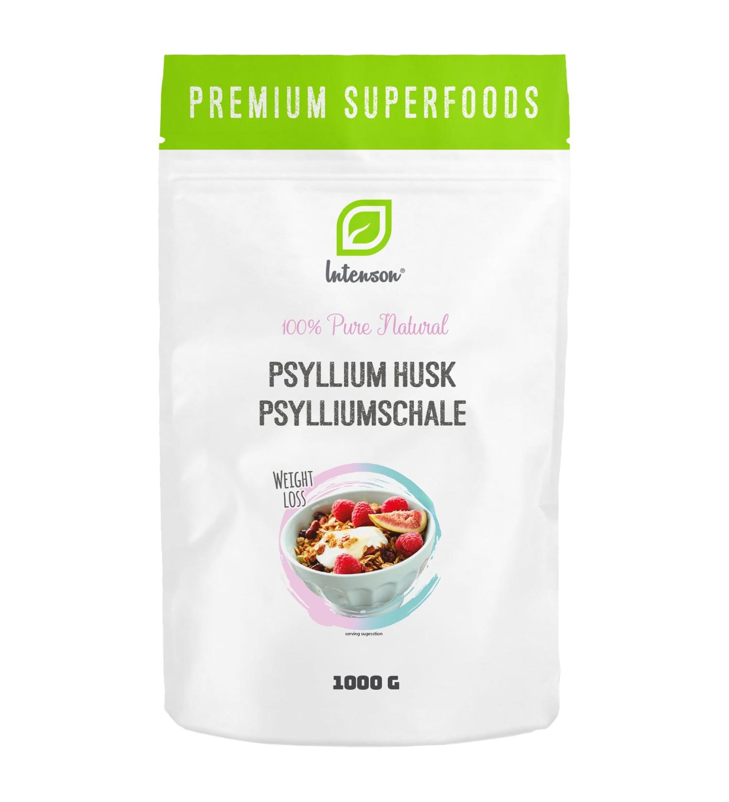 INTENSON Psyllium Husk 1kg Pure & Natural Psyllium Seeds Husks High in Fiber to be mixed with Water Beverages & Juices Vegetarian & Vegan - Buy Online on GoSupps.com