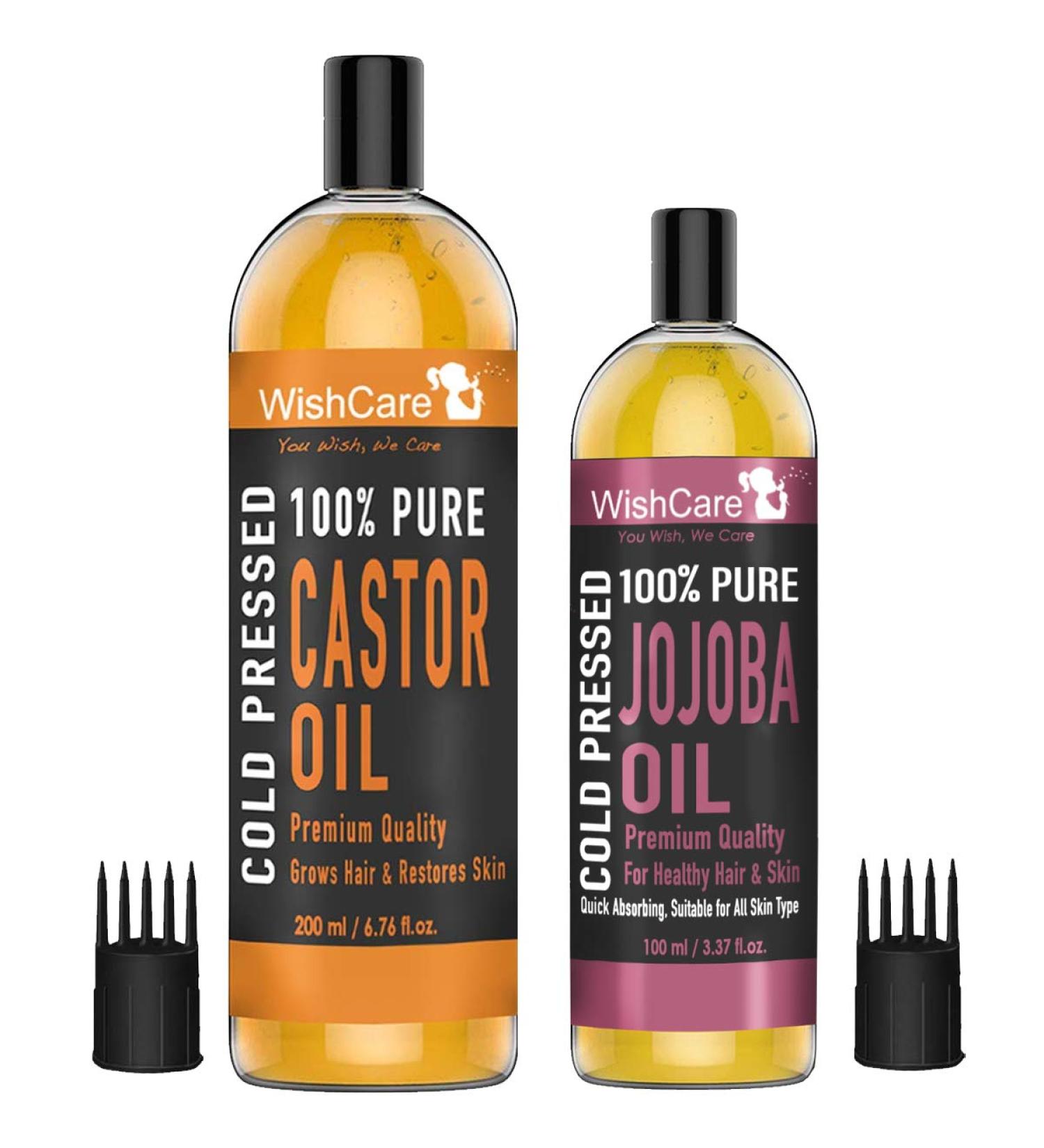 Premium Cold Pressed Castor Oil (200ml) & Natural Jojoba Oil (100ml) - Pure & Organic | Fast International Shipping - Buy Online on GoSupps.com