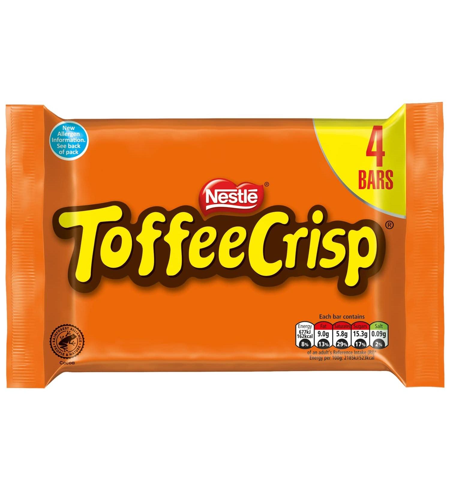 Toffee Crisp - Delicious Milk Chocolate Bar - Barley Contains Wheat - Pack of (14 x 4bars) Size - 124g (Approx.) - Buy Online on GoSupps.com