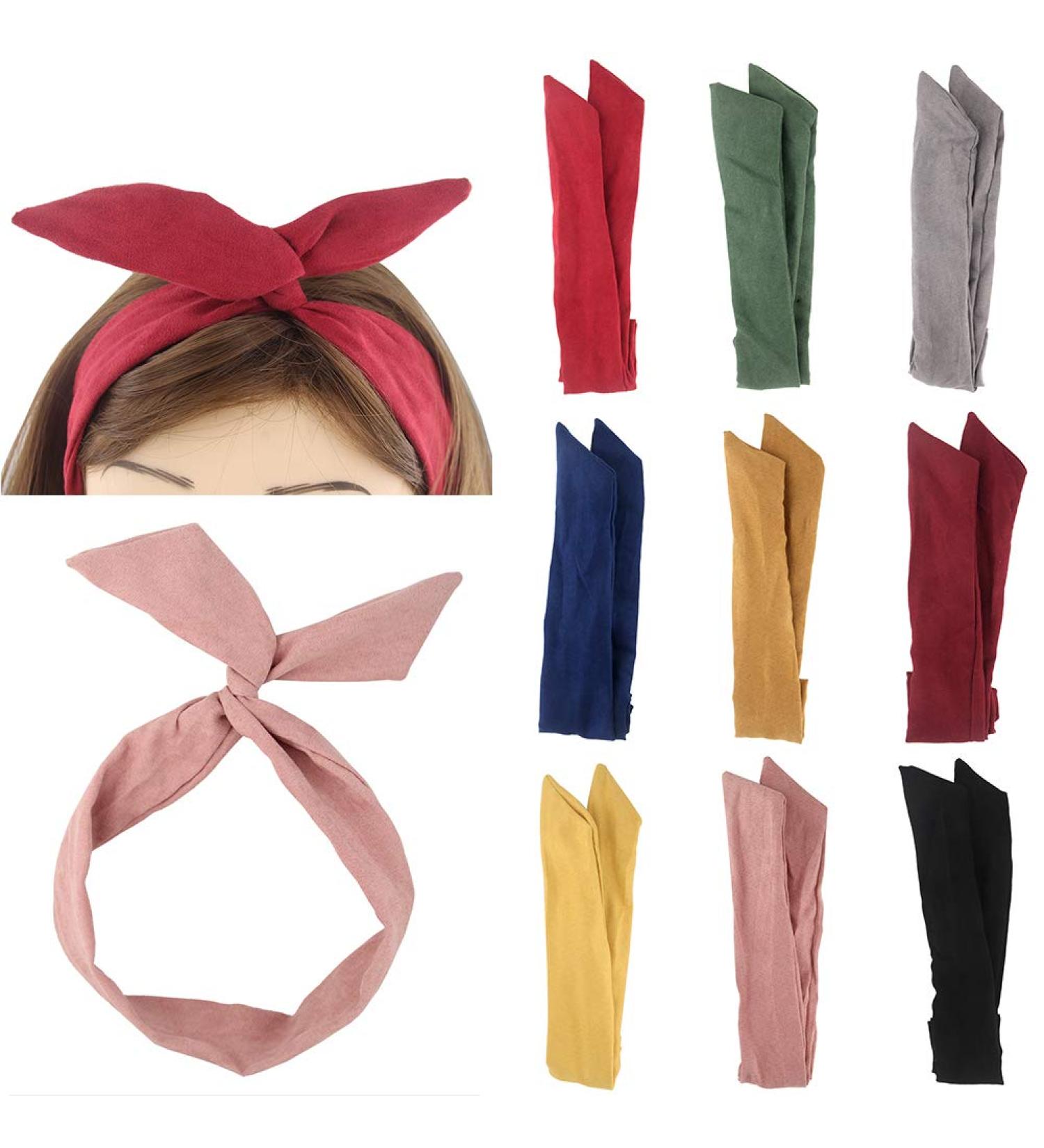 Yeshan Rabbit Ear Bow Headbands for Women - Set of 9 Solid Color Twist Wired Headbands for Yoga, Sports, and Hair accessory - Buy Online on GoSupps.com