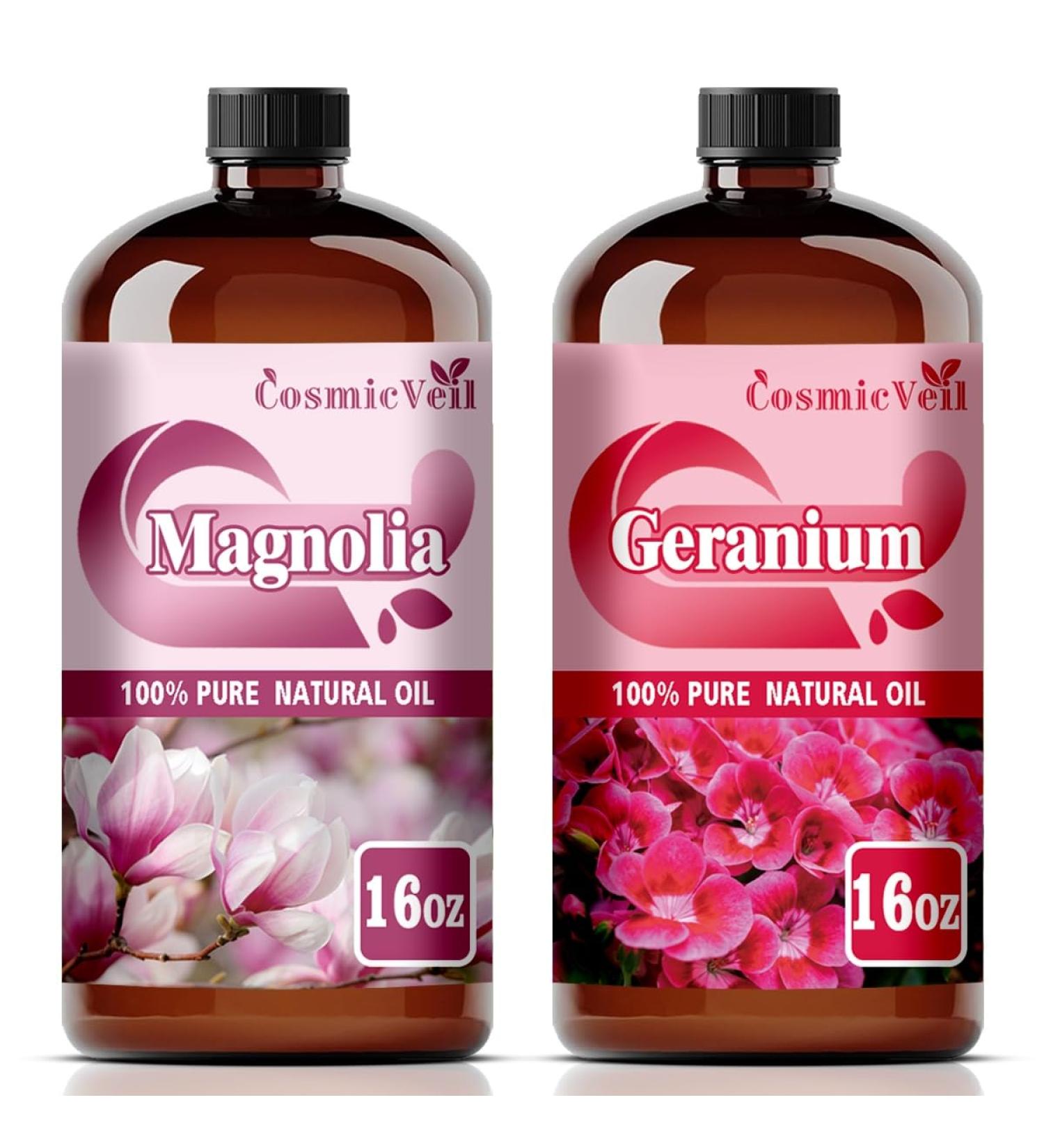 Magnolia Essential Oil and Geranium Essential Oil 16 Fl Oz (480Ml) Fragrance Oil for Aroma Diffuser Humidifier Home Fragrance Spa Cleaning Body Care Massage Yoga DIY Candle - Buy Online on GoSupps.com