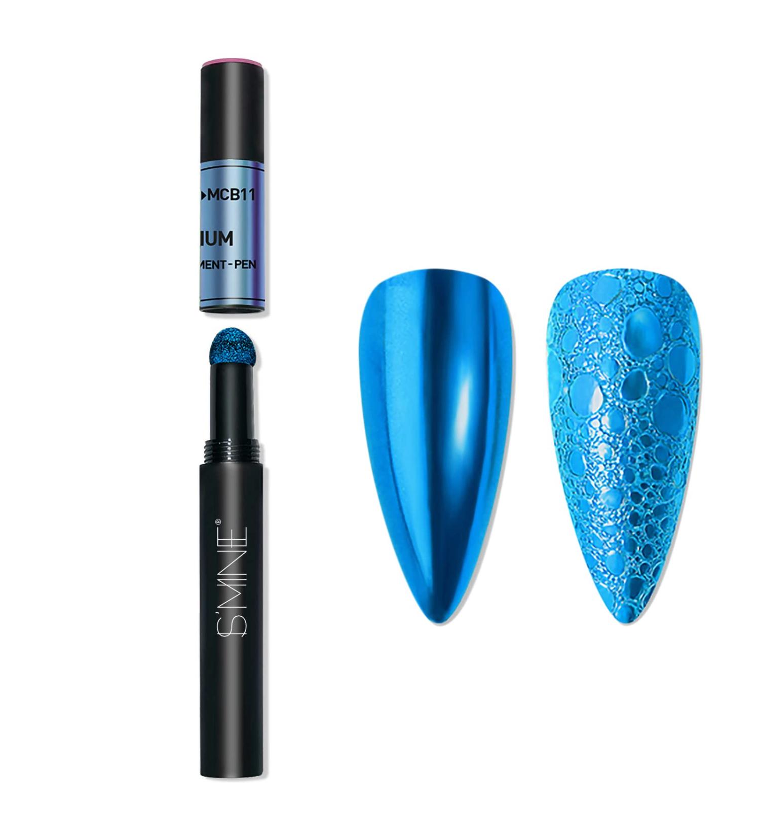 Chrome Air Cushion Azure Blue Nail Powder Pen | Multi-Chrome DIY Sponge Stick for Holographic Nails - MCB11 - Buy Online on GoSupps.com